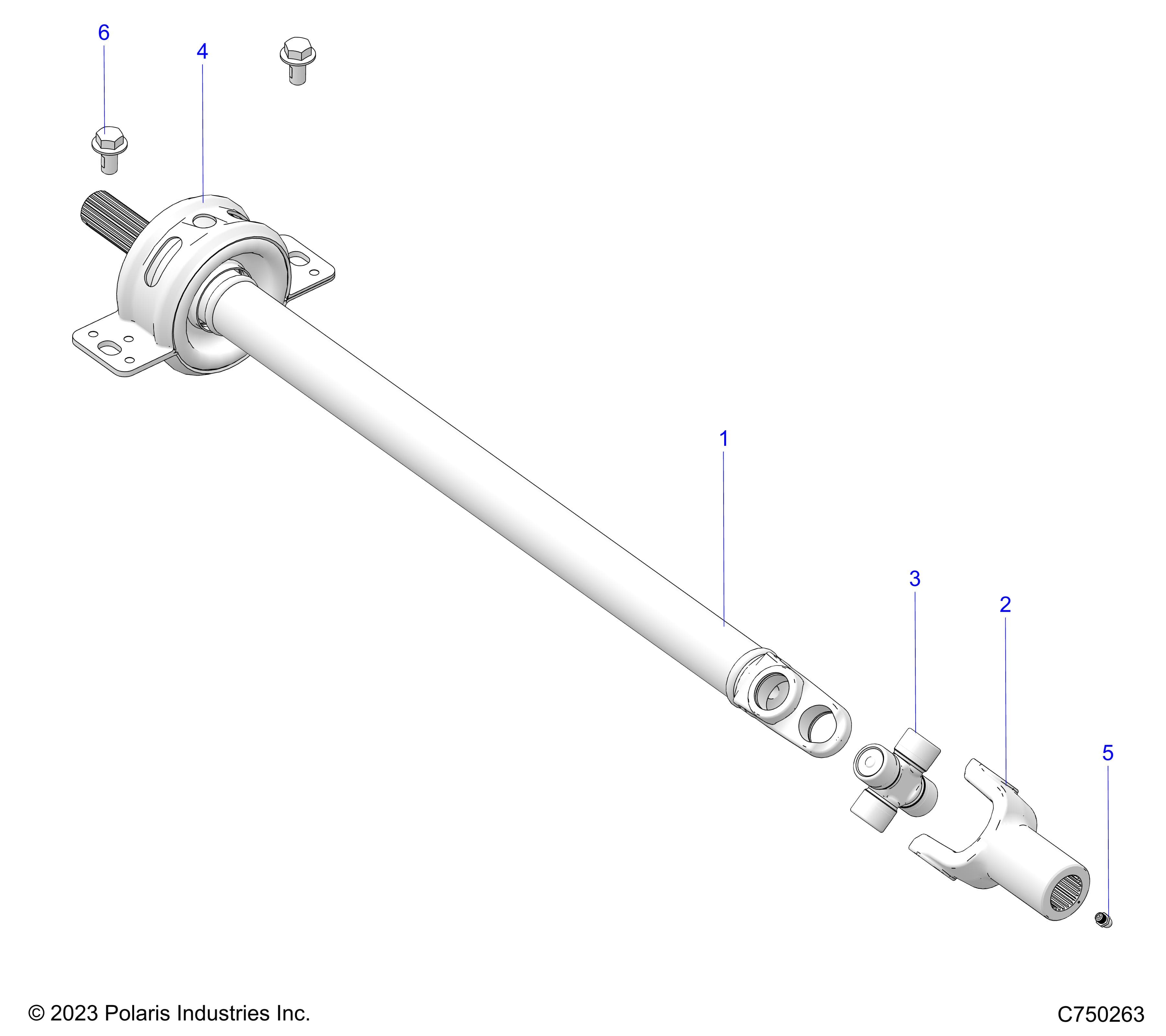 2026 RZR PRO S4 SPORT β DRIVE TRAIN, PROP SHAFT, MID - Z26S4E92A4/B4/A6/B6 (C750263) diagram