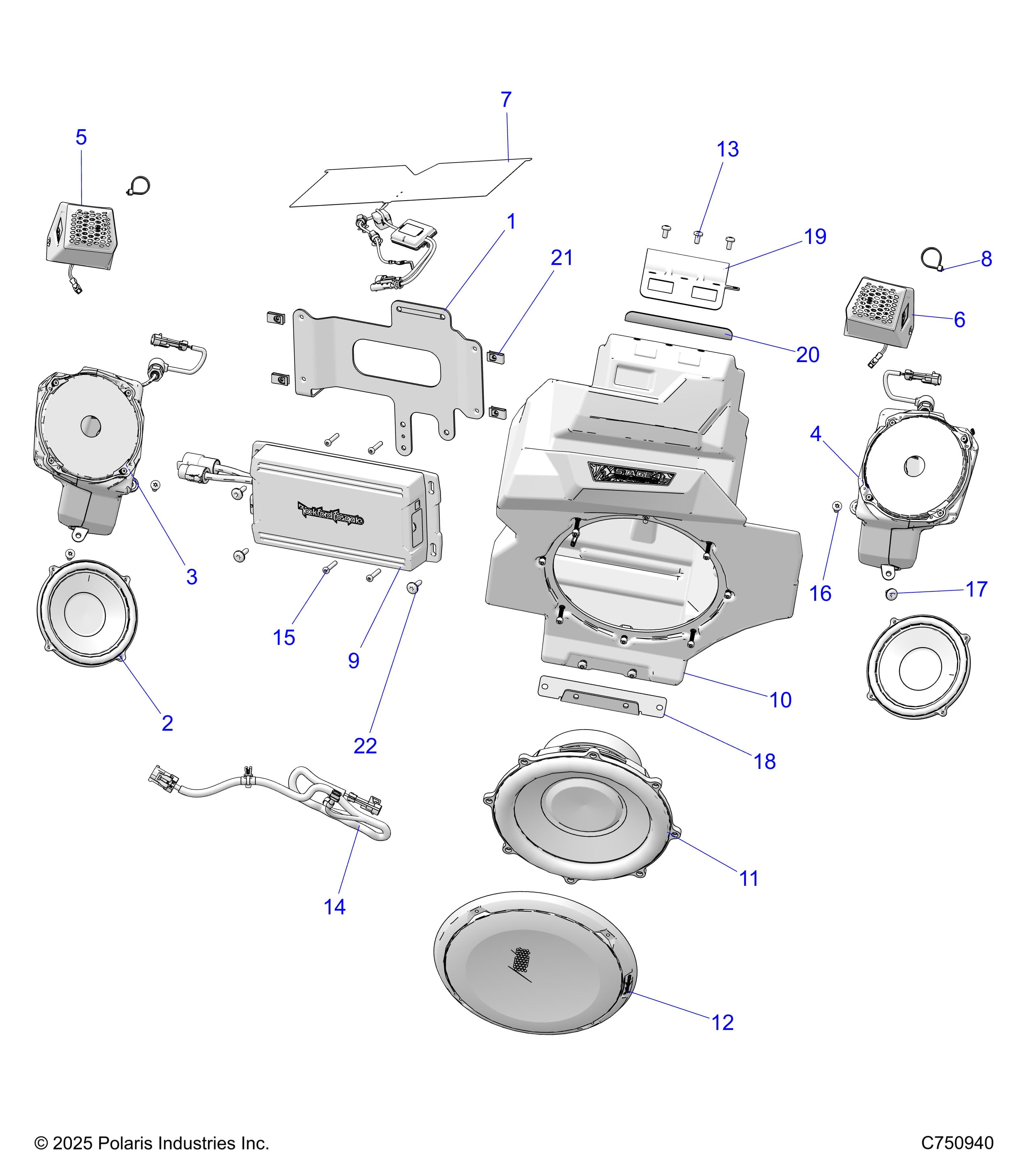 2026 RZR PRO R4 LE β ELECTRICAL, AUDIO, FRONT - Z26R4P2KBL (C750940) diagram
