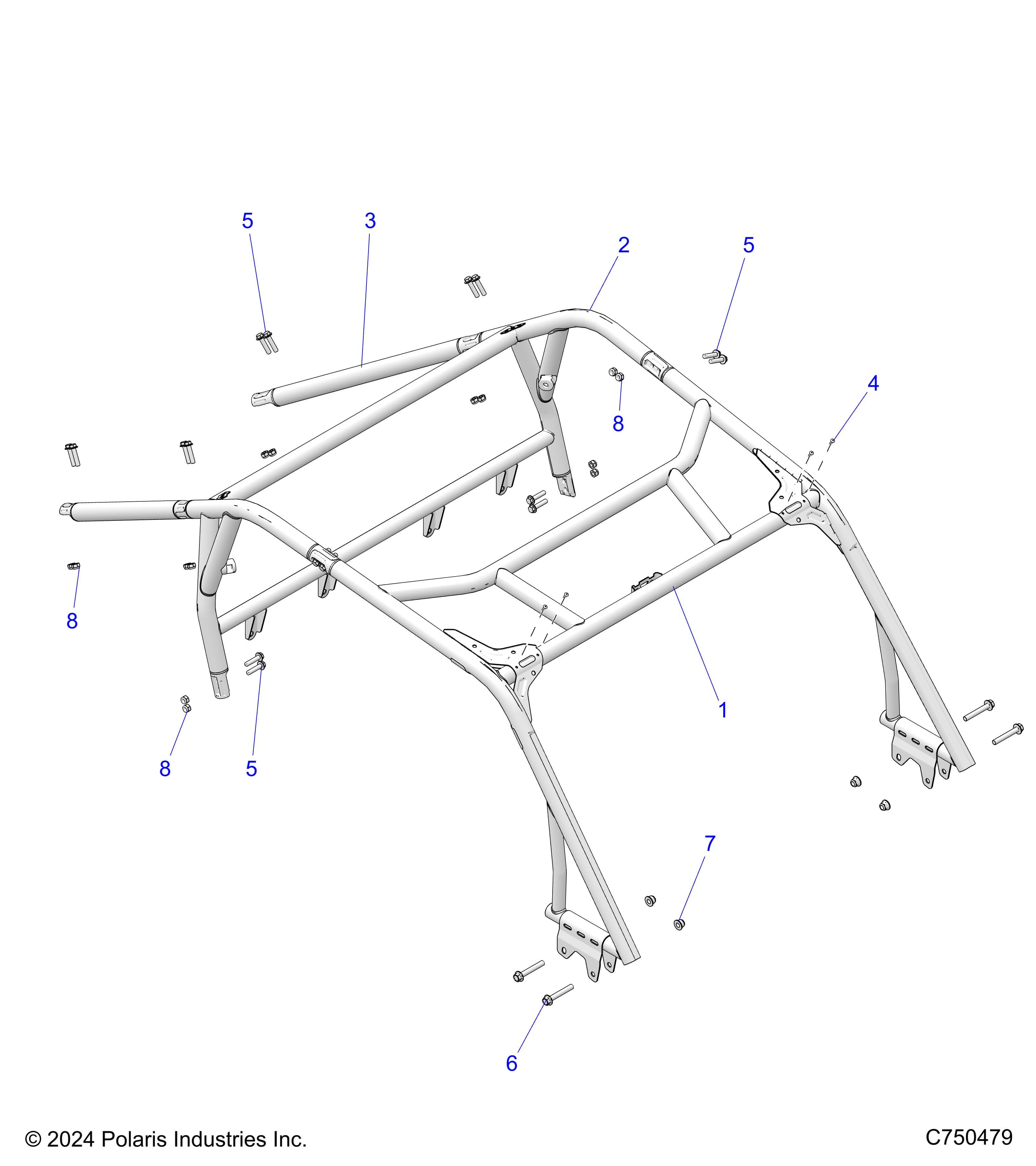 2026 RZR XP 1000 SPORT β CHASSIS, CAB FRAME - Z26NES99A4/B4/A6/B6 (C750479) diagram