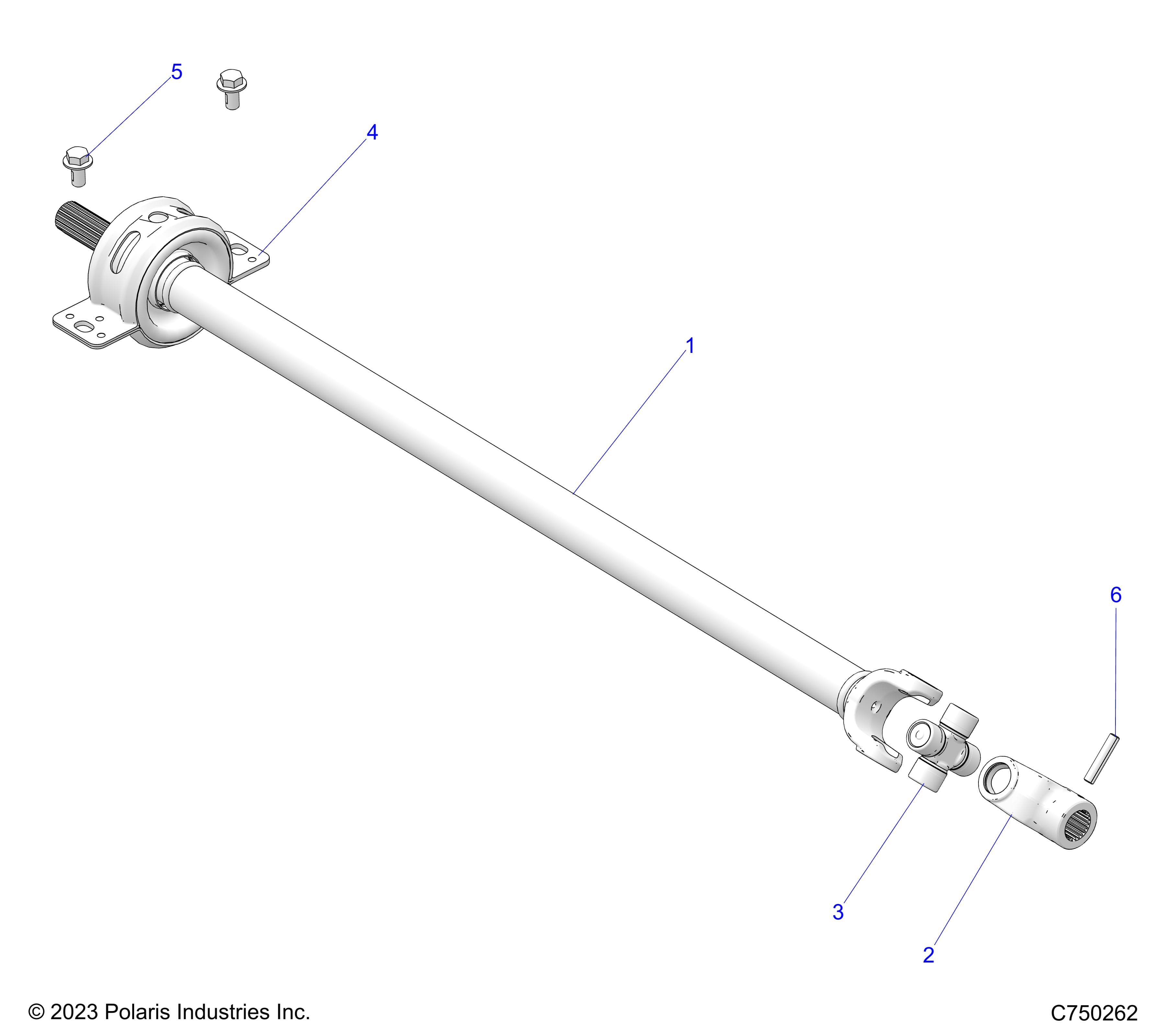 2026 RZR PRO S4 SPORT β DRIVE TRAIN, PROP SHAFT, FRONT - Z26S4E92A4/B4/A6/B6 (C750262) diagram