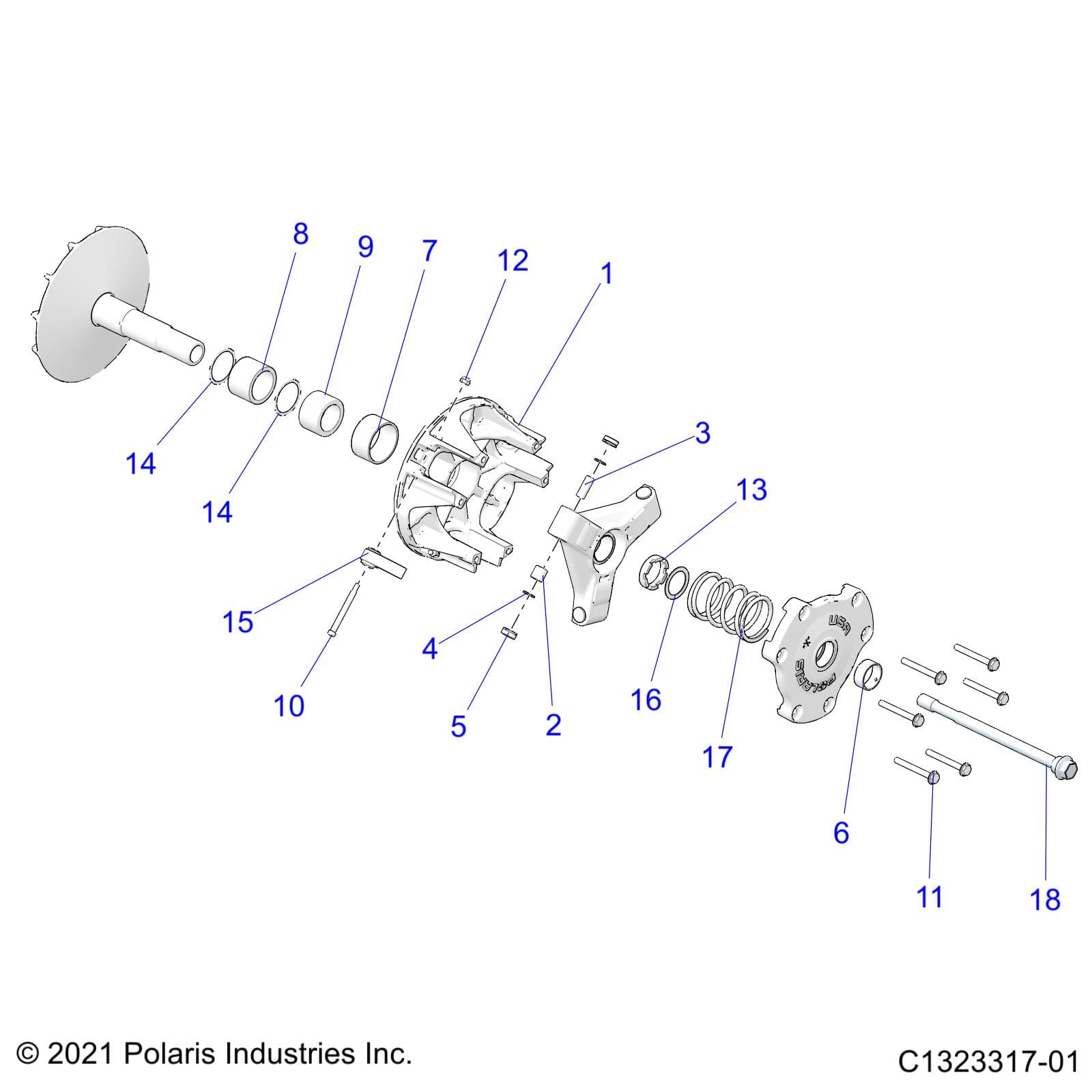 2026 RZR TRAIL S 1000 ULTIMATE β DRIVE TRAIN, PRIMARY CLUTCH - Z26ASF99A6 (C1323317-01) diagram