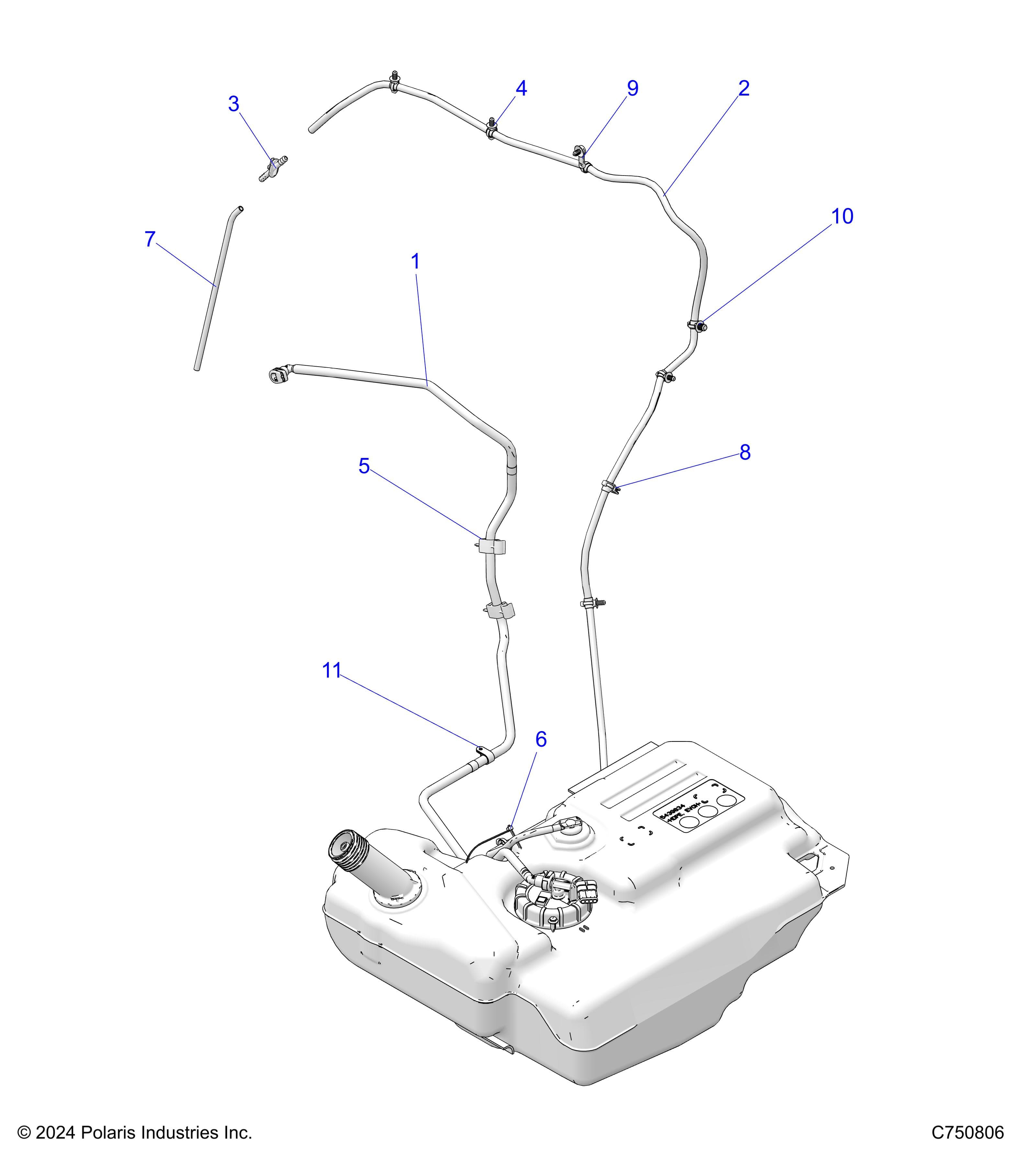 2026 RZR XP 1000 SPORT β FUEL SYSTEM, LINES, STD. - Z26NES99A4/A6 (C750806) diagram