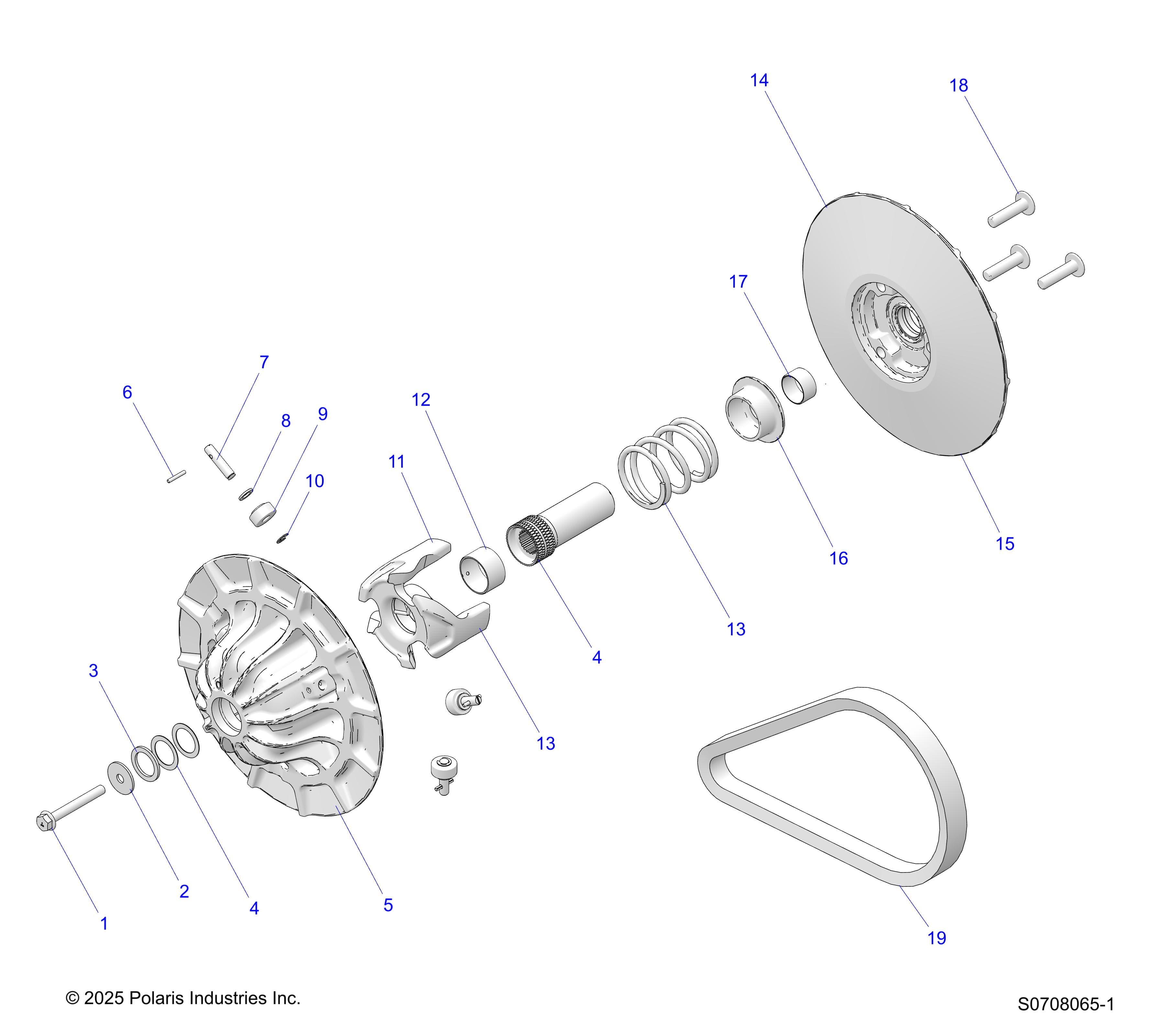 2026 RANGER 1000 NON EPS β DRIVE TRAIN, CLUTCH SECONDARY diagram