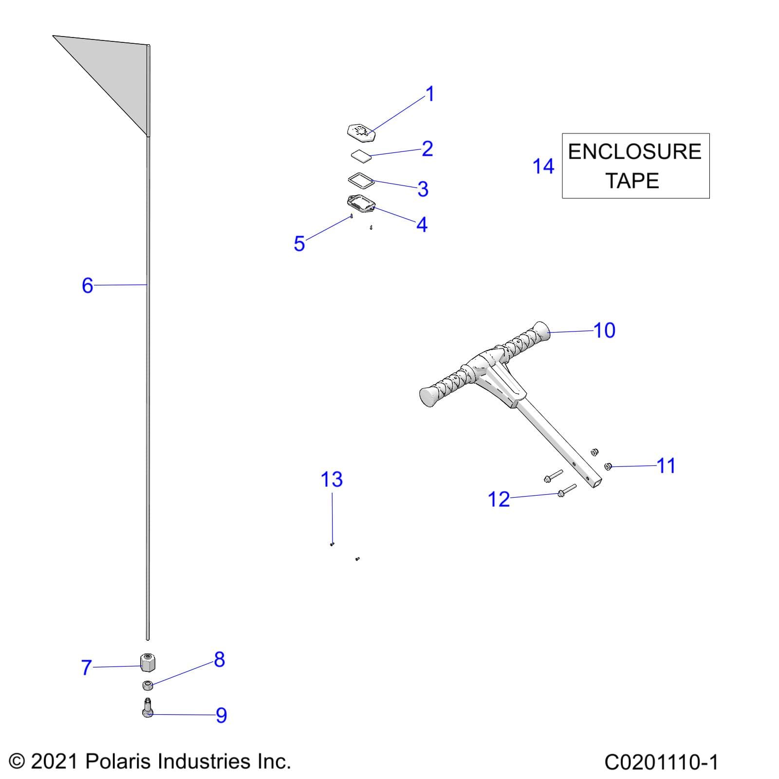 2026 RZR 200 EVAP β BODY, FLAG, BEACON and PASS HANDLE - Z26HCA18A4/A7/B4/B7 (C0201110-1) diagram