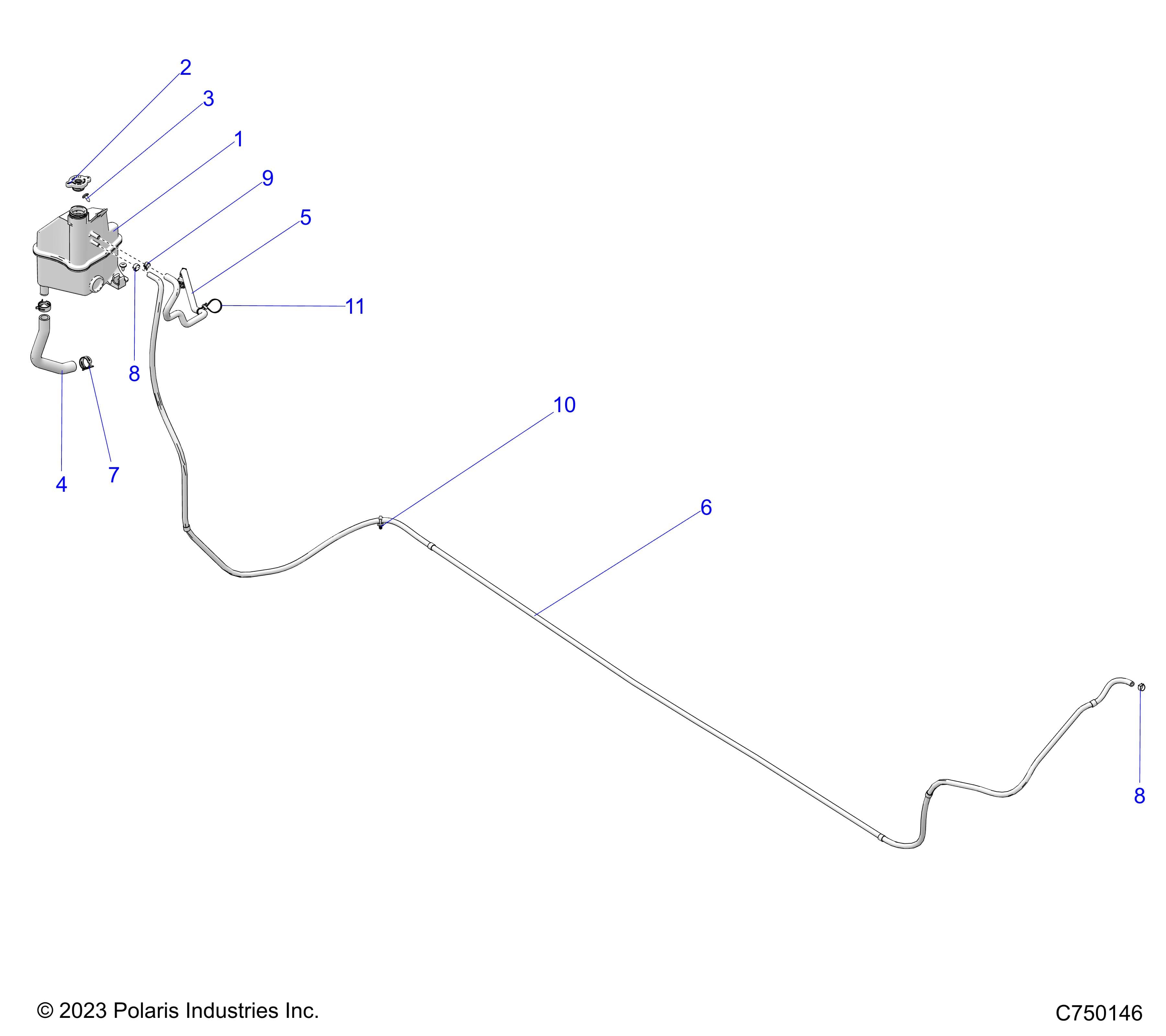 2026 RZR PRO R4 LE β ENGINE, COOLING, SURGE TANK & HOSES - Z26R4P2KBL (C750146) diagram