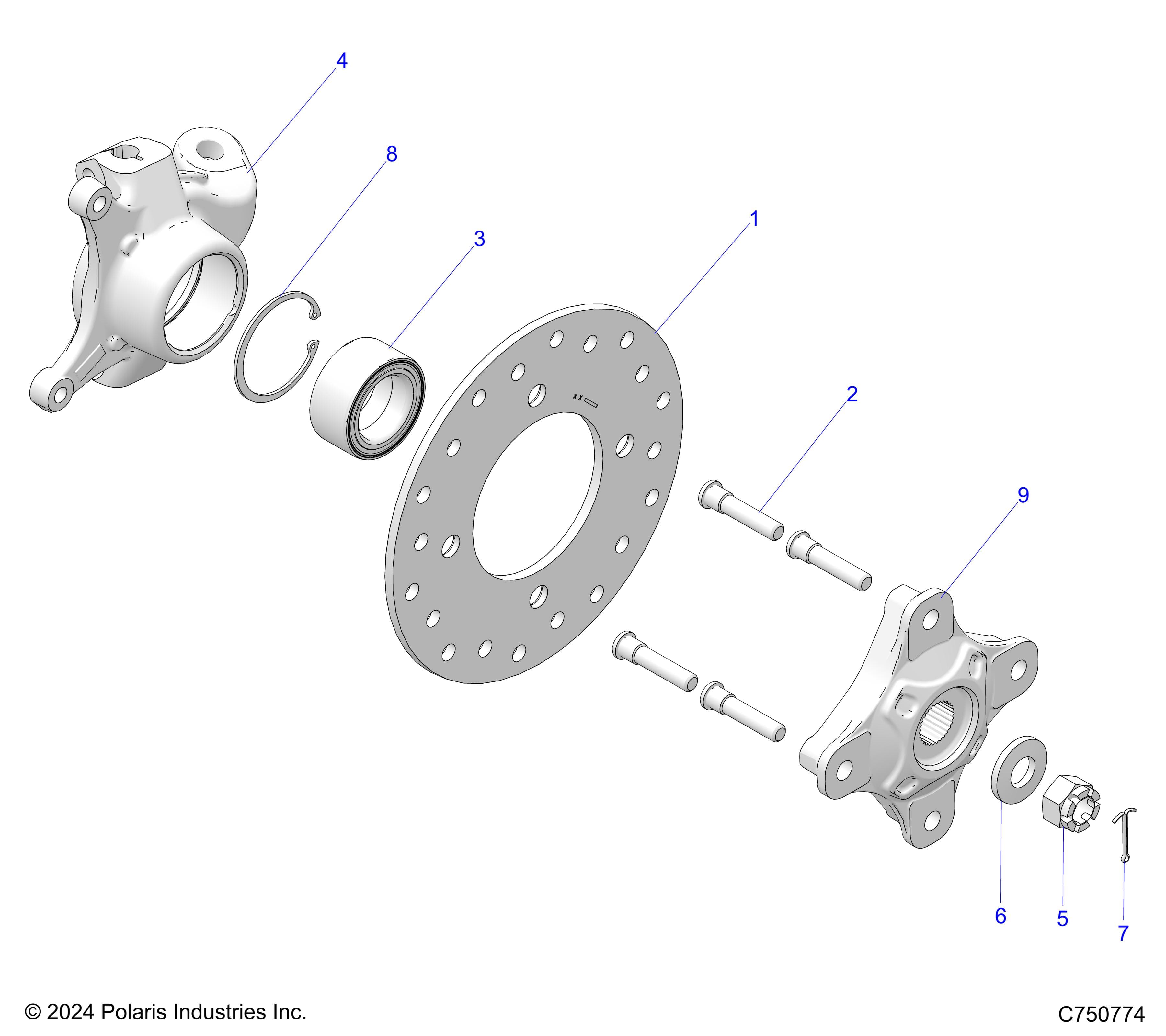2026 RZR PRO XP 4 SPORT β SUSPENSION, FRONT CARRIER AND HUB - Z26X4E92A4/B4/A6/B6 (C750774) diagram