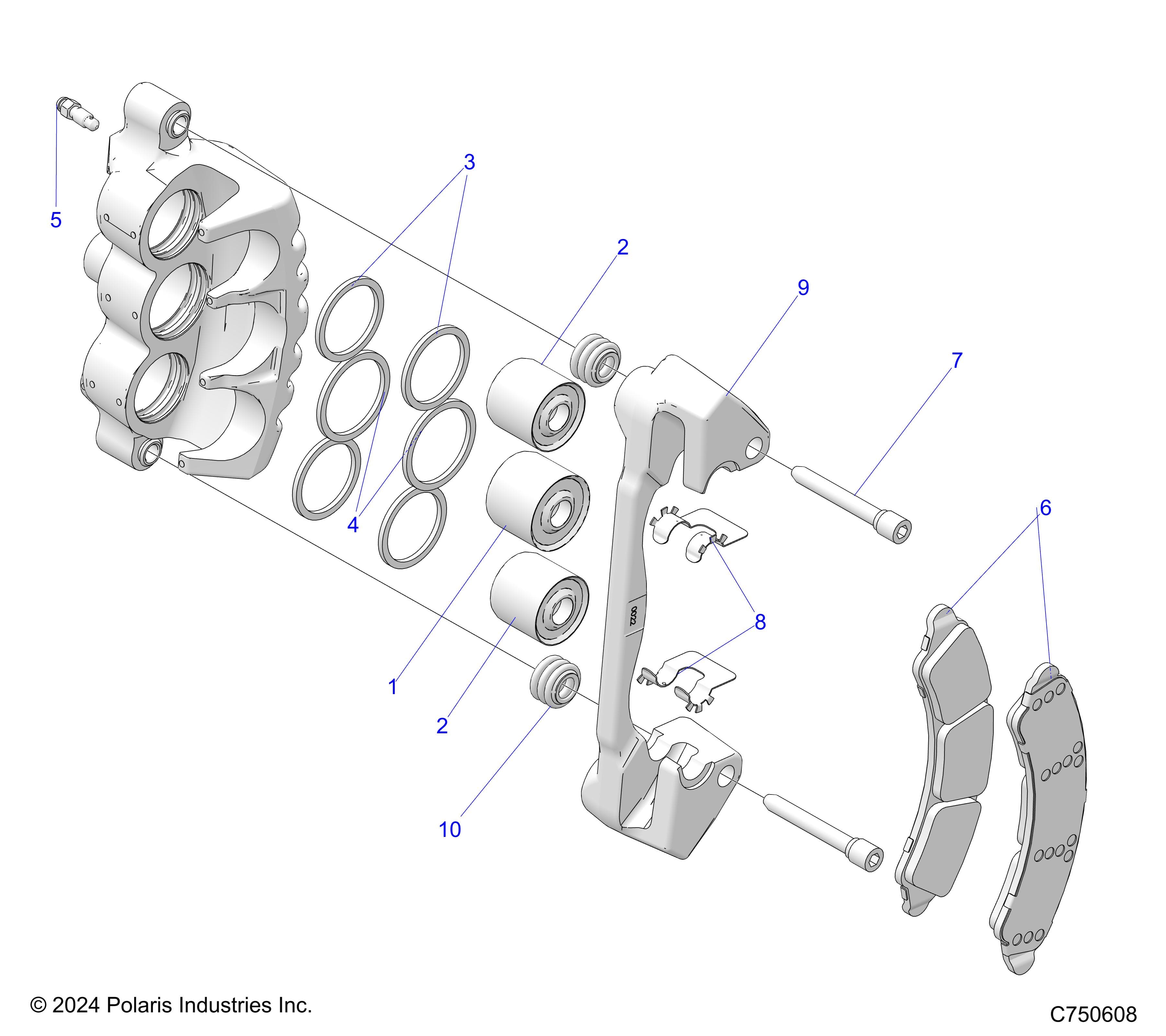 2026 RZR PRO S4 SPORT β BRAKES, CALIPER, FRONT - Z26S4E92A4/B4/A6/B6 (C750608) diagram