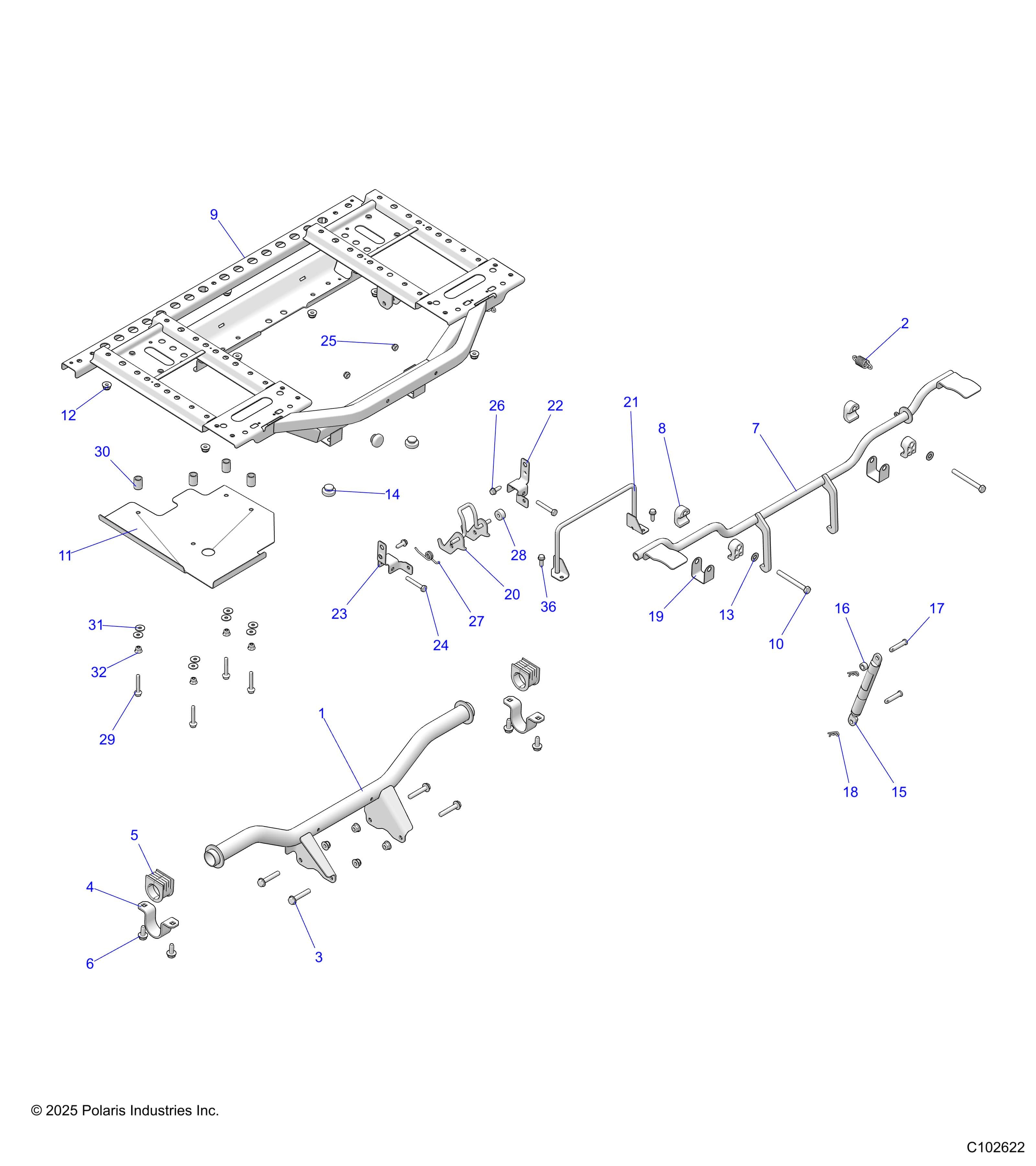 2026 SPORTSMAN 570 X2 EPS β BODY, BOX, REAR FRAME AND PIVOT - A26SWE57AL (C102622) diagram