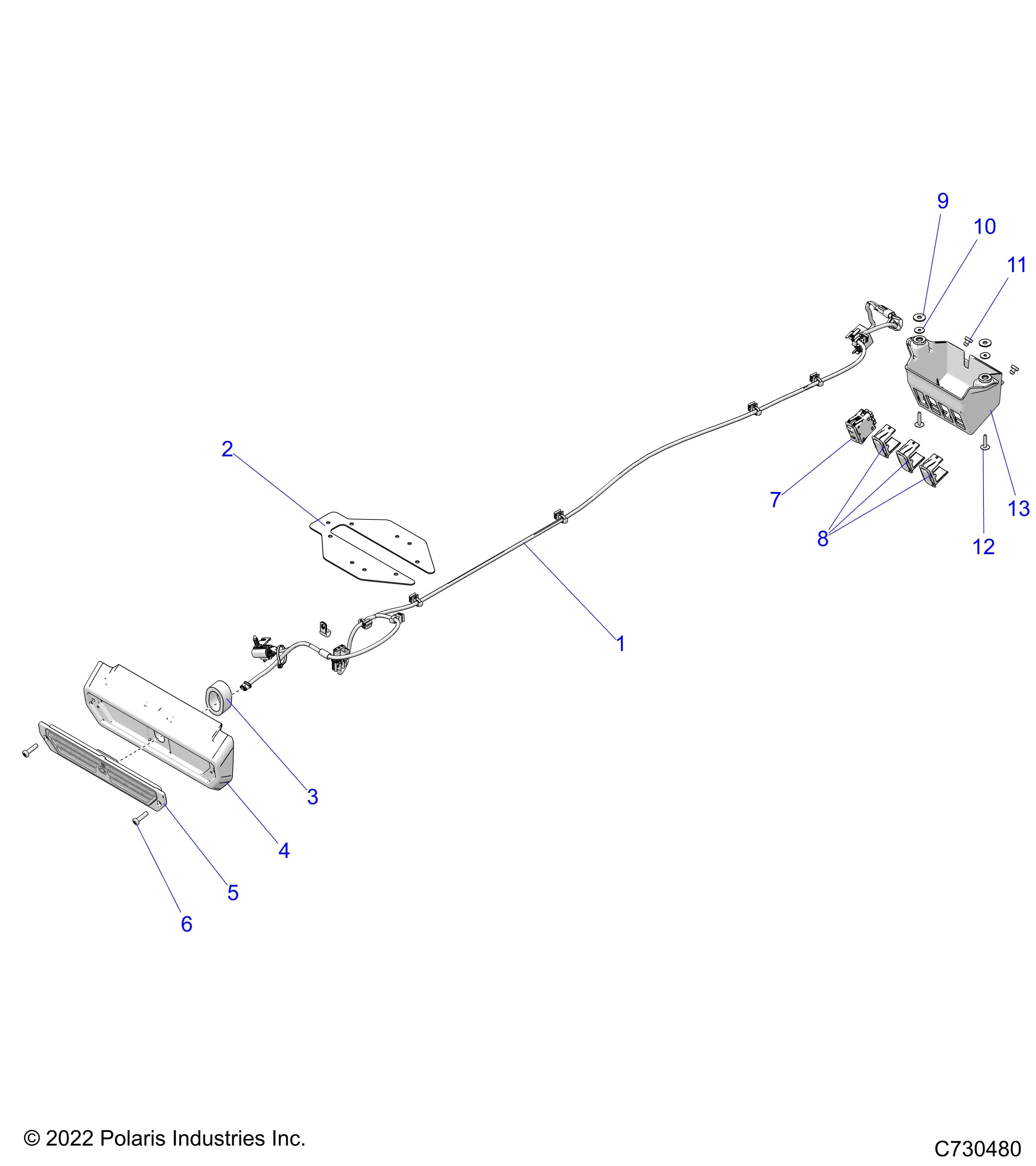 2026 RANGER 1000 XP CREW NSTR ULTIMATE TRAIL BOSS β ELECTRICAL, WORK LIGHT - R26RSV99AK (C730480) diagram