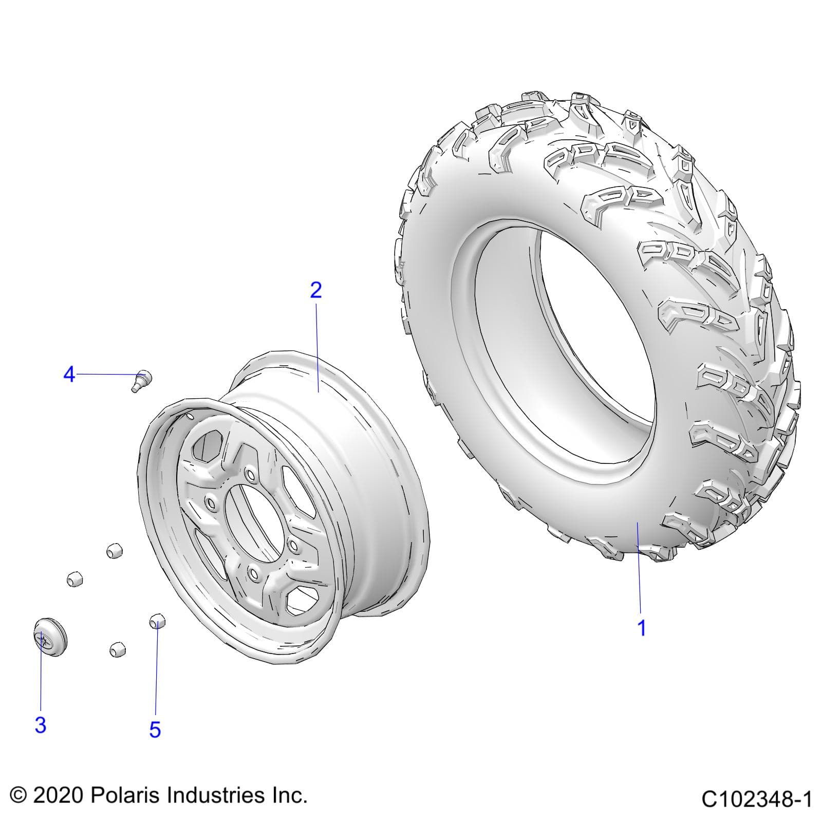 2026 SCRAMBLER 850 48" R02 - A26SVA85A4 β WHEELS, FRONT - A26SVA85A4 (C102348-1) diagram