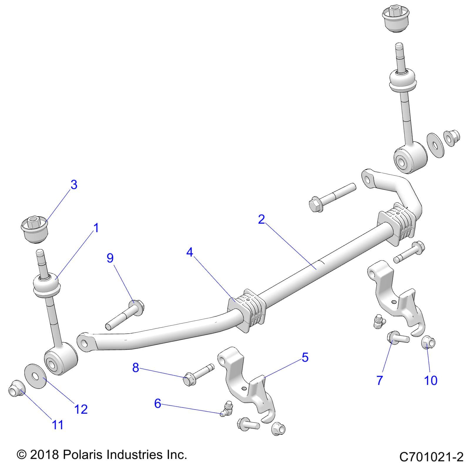 2026 RZR 900 TRAIL SPORT β SUSPENSION, FRONT STABILIZER BAR - Z26A5E87A5 (01021-2) diagram