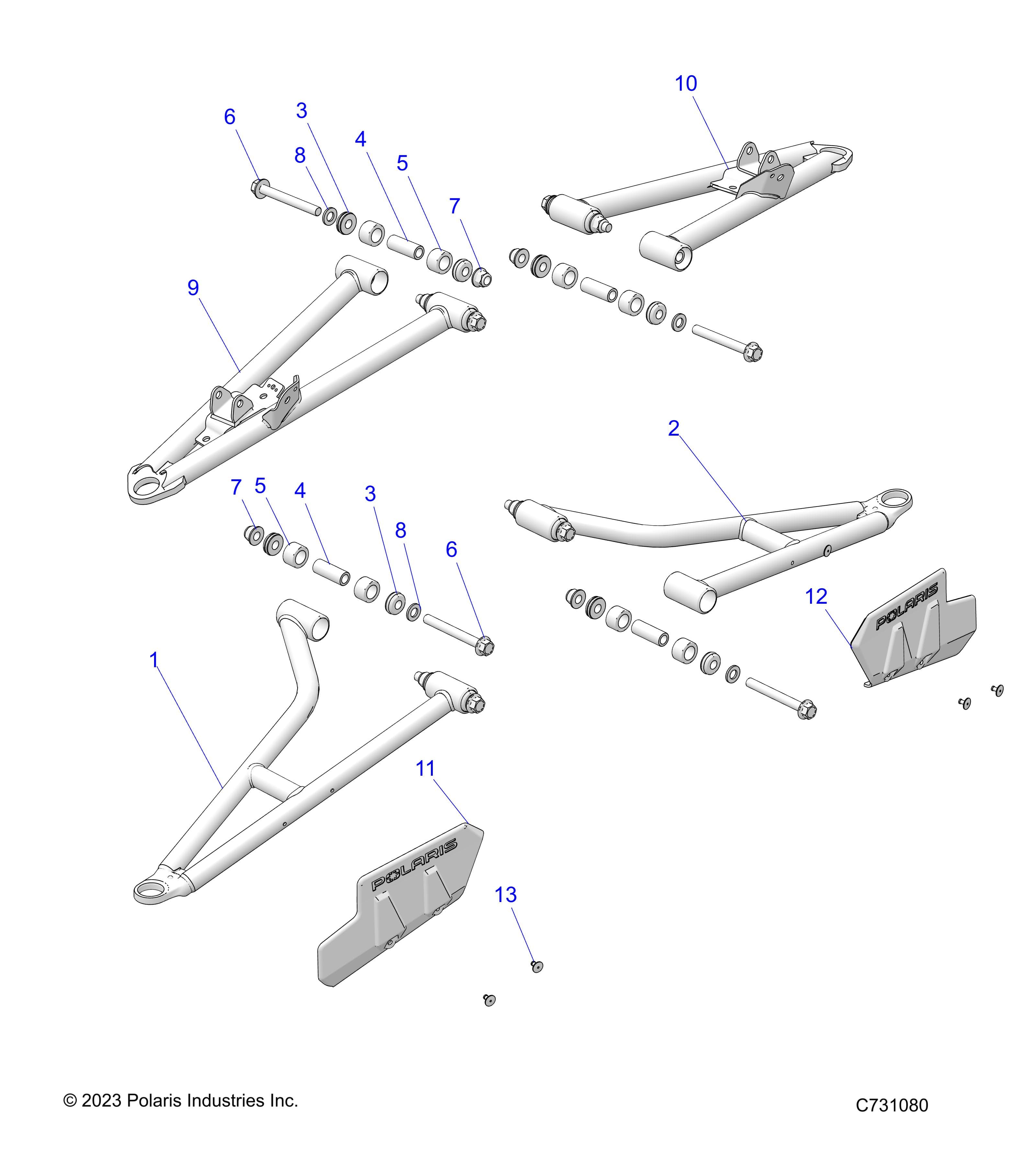 2026 RANGER 1000 XP CREW NSTR ULTIMATE β SUSPENSION, FRONT A ARMS - R26RSY99A9/AF/AH/AB/AS/B9/BF/BH/BB/BS (C731080) diagram
