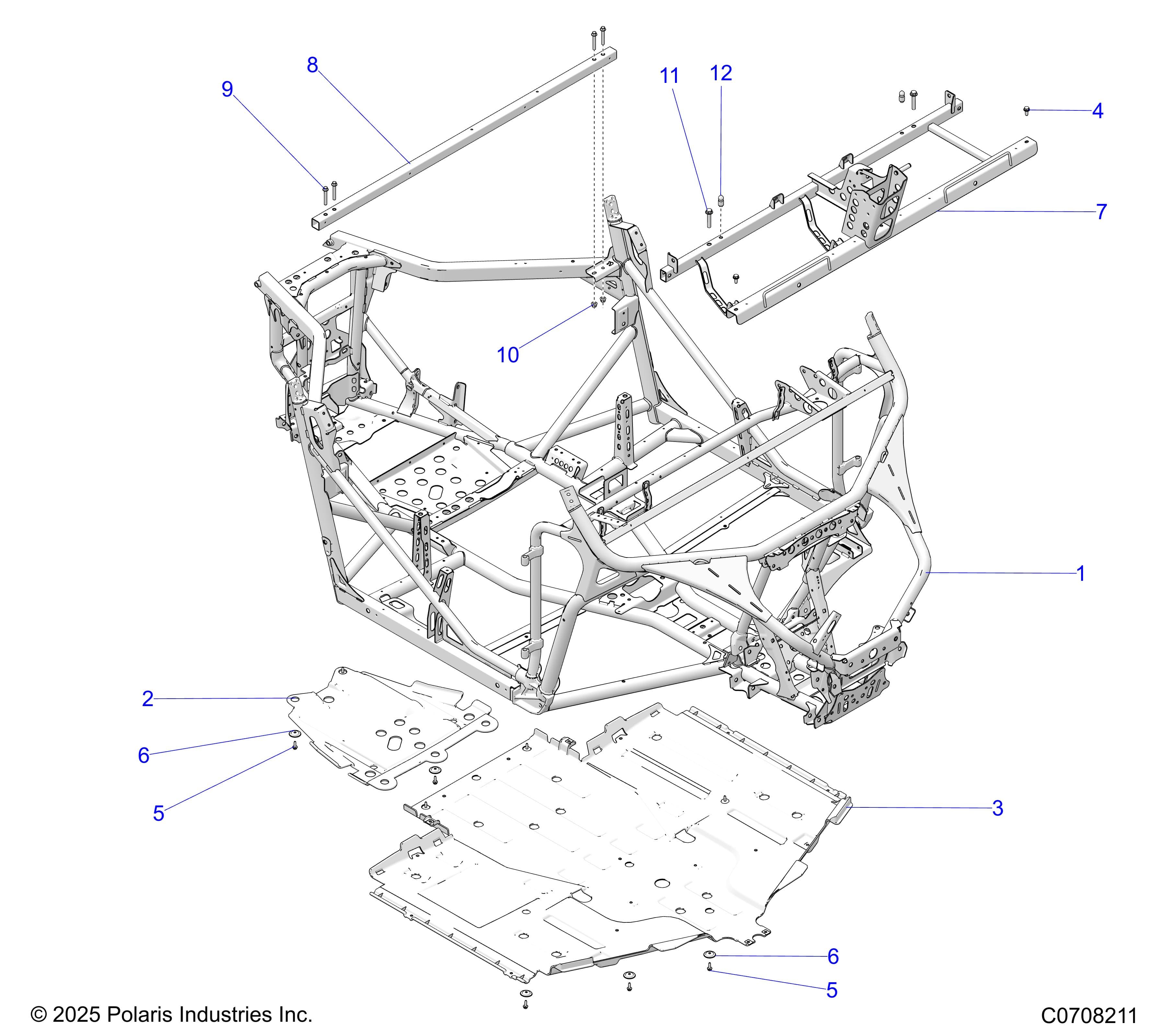 2026 GENERAL XP 1000 PREMIUM β CHASSIS, MAIN FRAME AND SKID PLATES diagram
