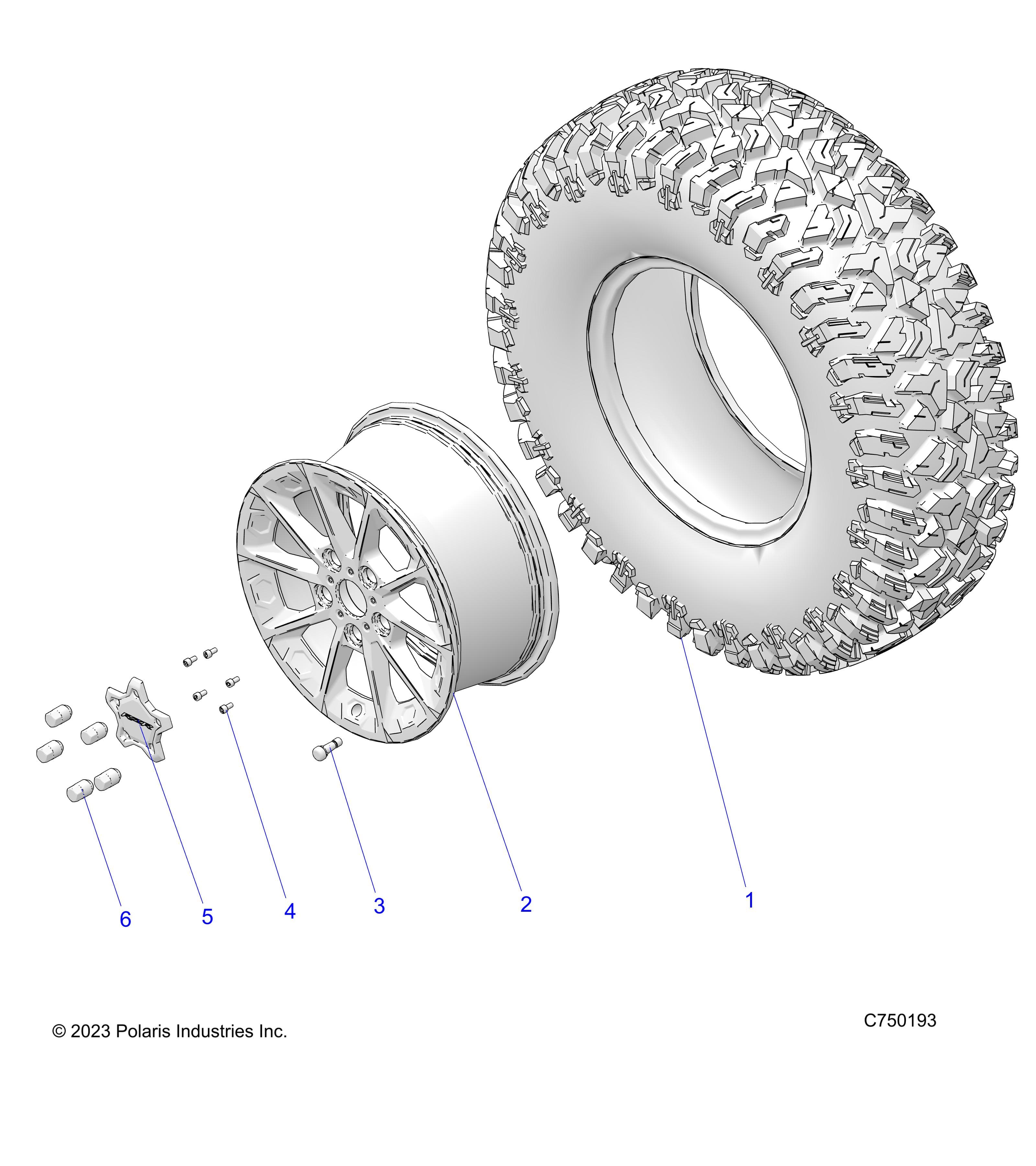2026 RZR PRO S SPORT β WHEELS, FRONT/REAR - Z26SPE92A4/B4/A6/B6 (C750193) diagram