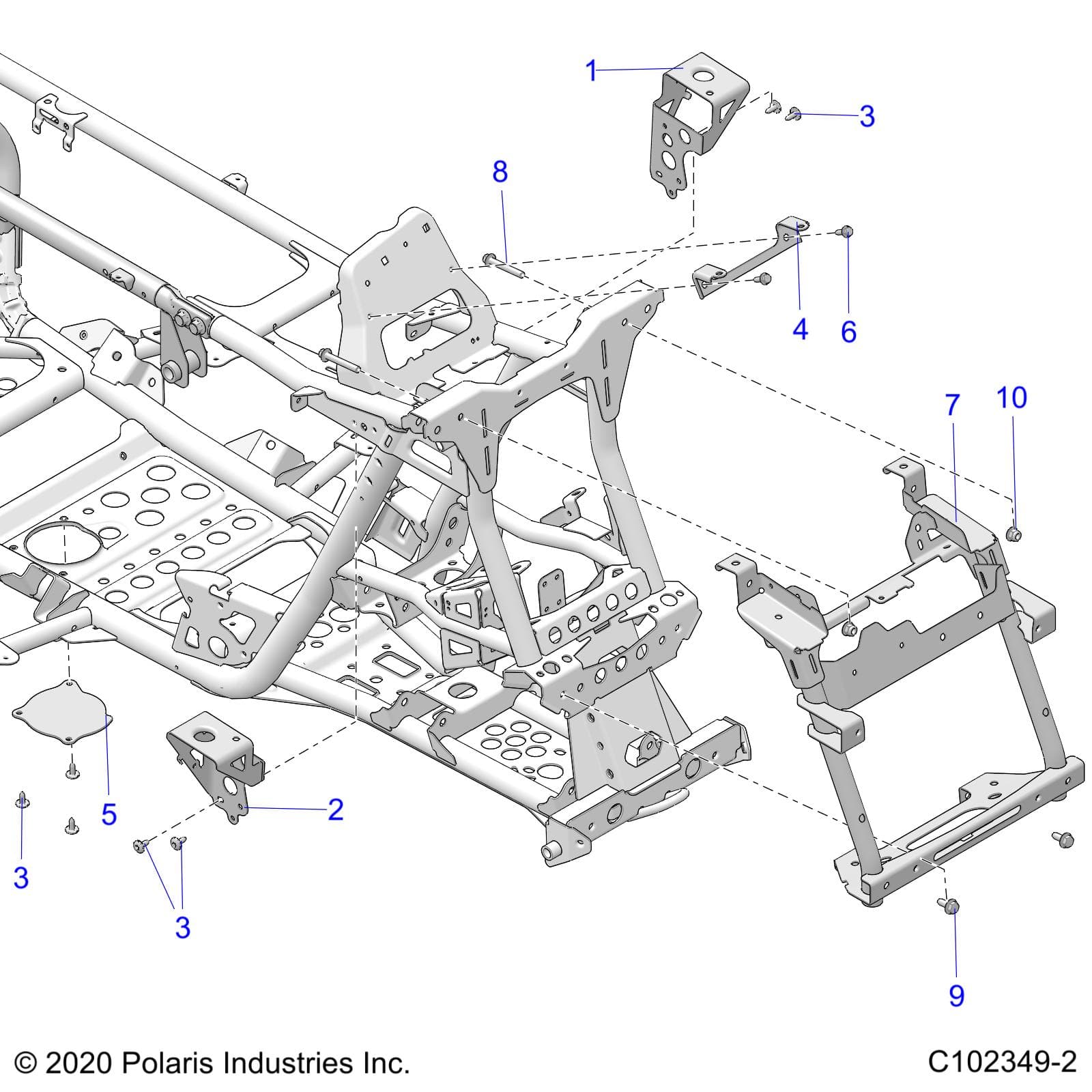 2026 SCRAMBLER XP 1000 S 49S R01 - A26SGE95AB β CHASSIS, FRONT CAB SUPPORTS - A26SGE95AB (C102349-2) diagram