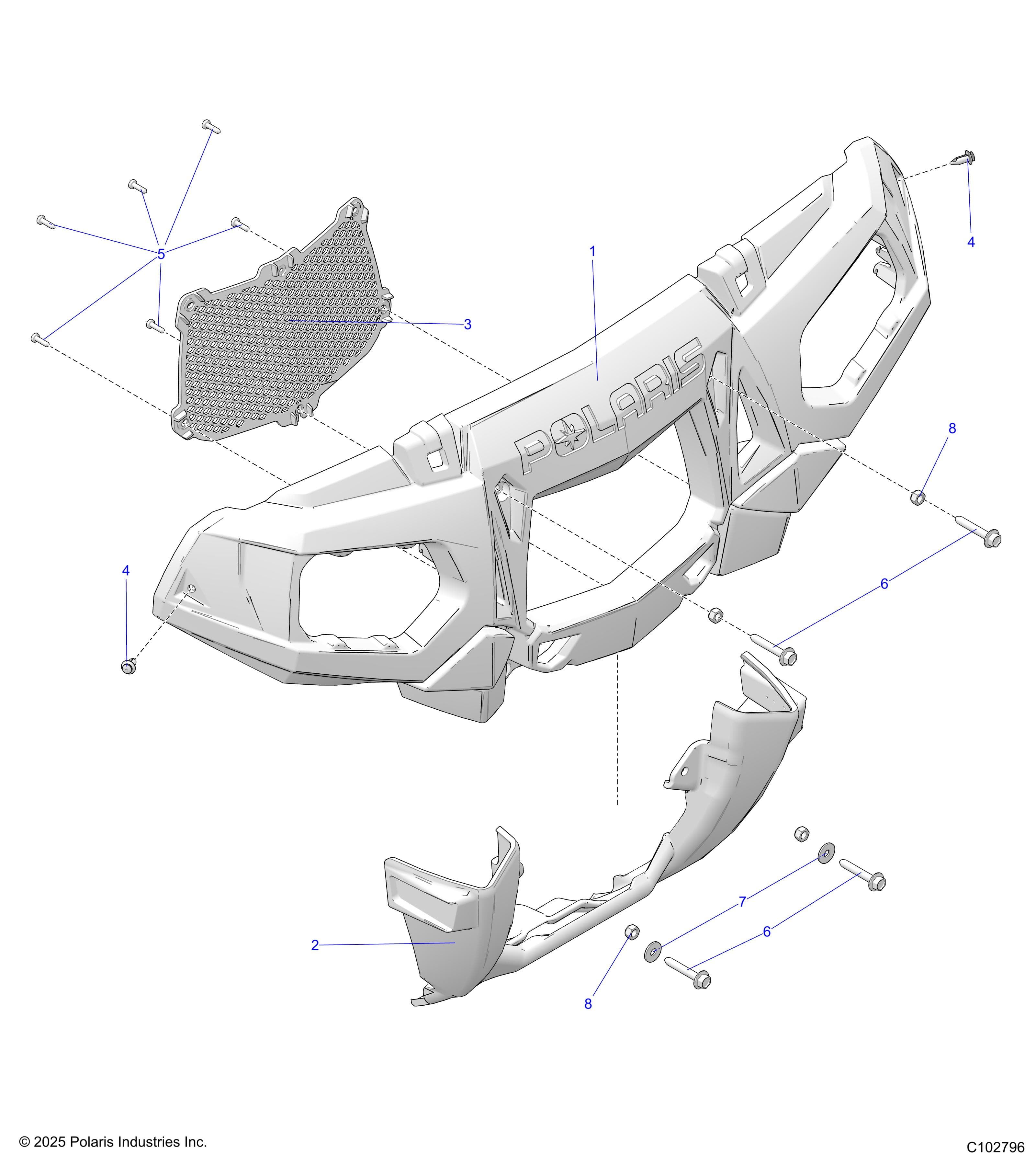 2026 SPORTSMAN TOURING XP 1000 R01 - A26SYY95AK β BODY, FRONT BUMPER and MOUNTING - A26SYY95AK (C102796) diagram