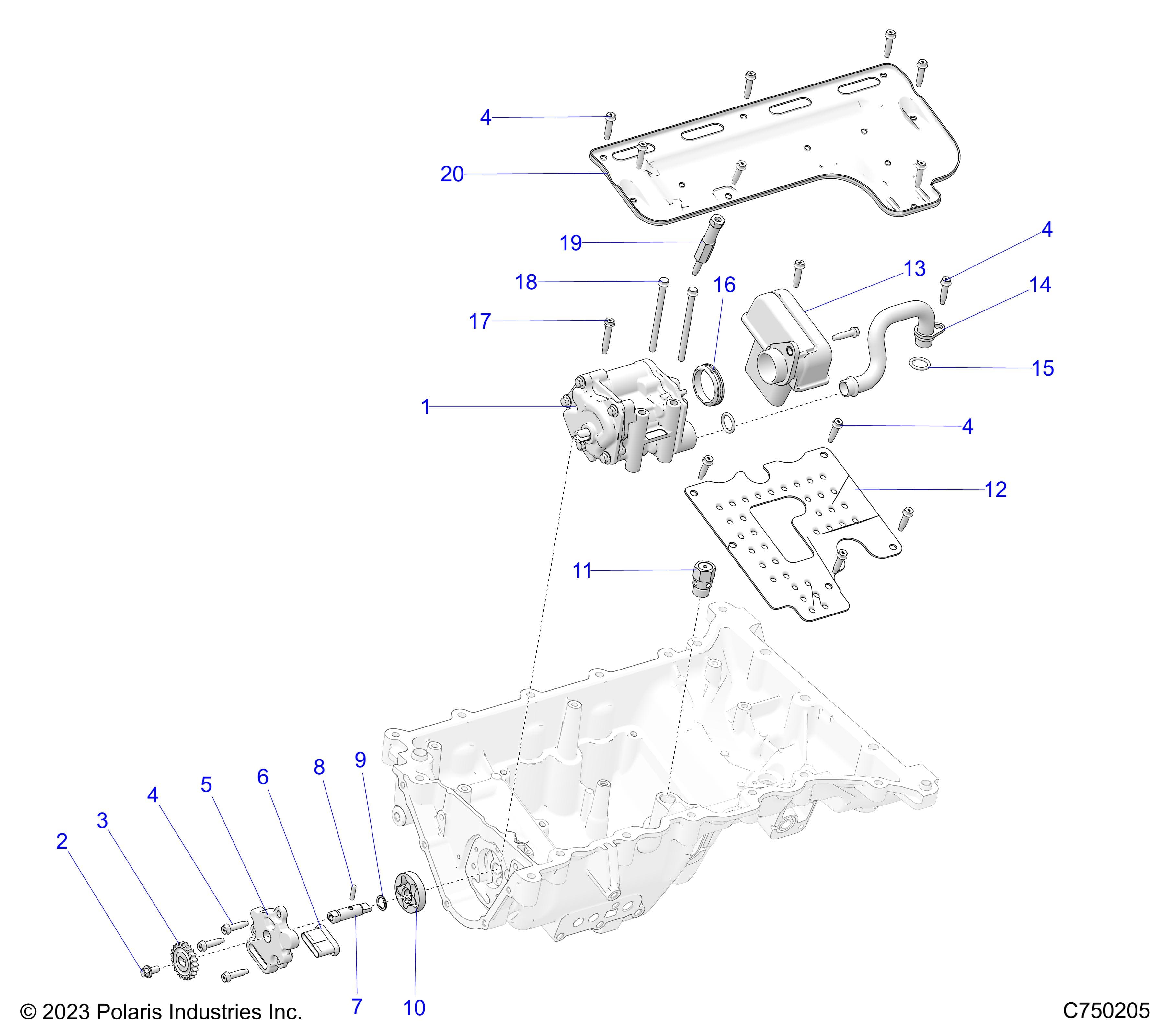 2026 RZR PRO R LE β ENGINE, OIL PUMP AND RELATED - Z26RPP2KBL (C750205) diagram