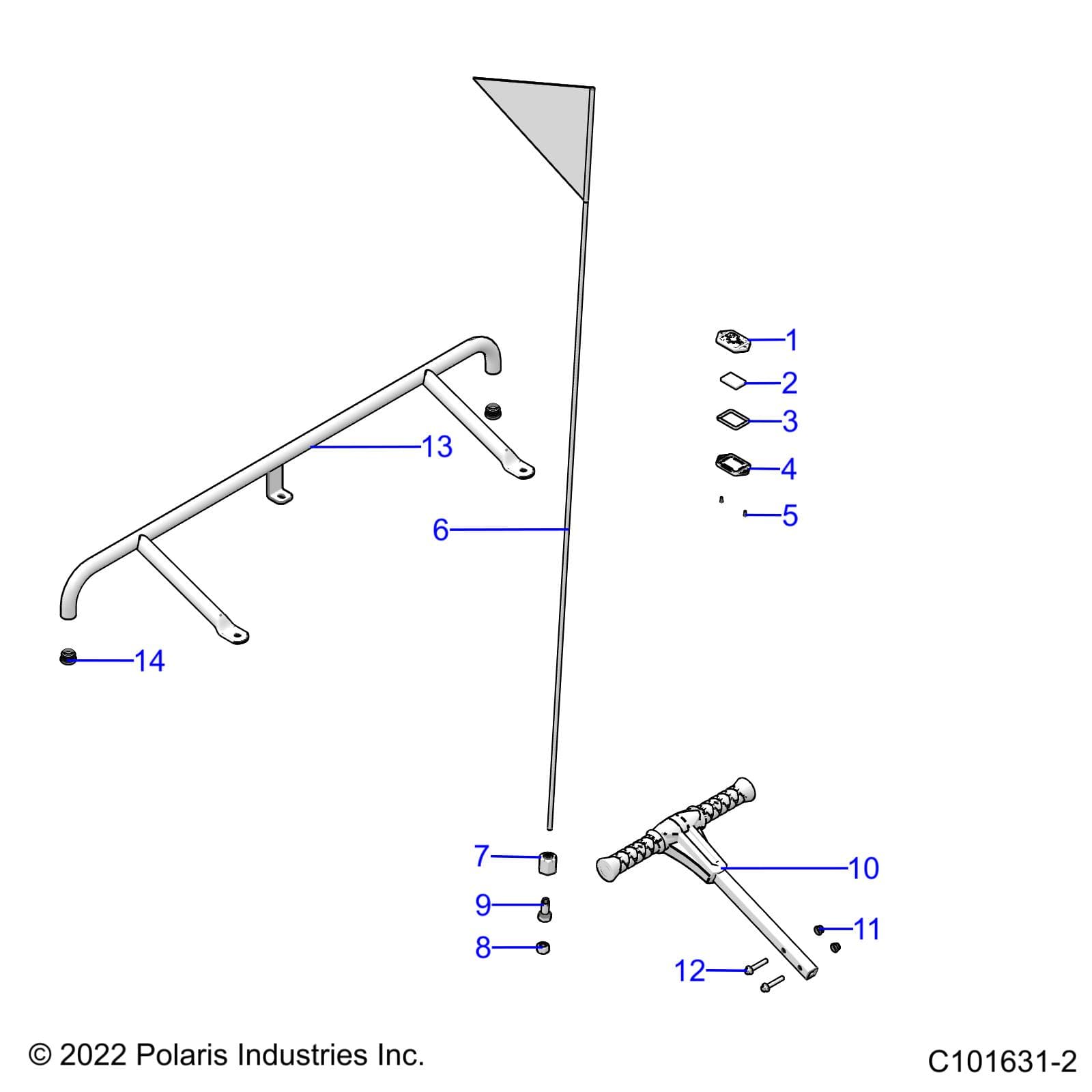 2026 RANGER 150 EFI β BODY, BUMPER, REAR, FLAG, BEACON, AND PASS HANDLE - R26HZA15A5/B5 (C101631-2) diagram