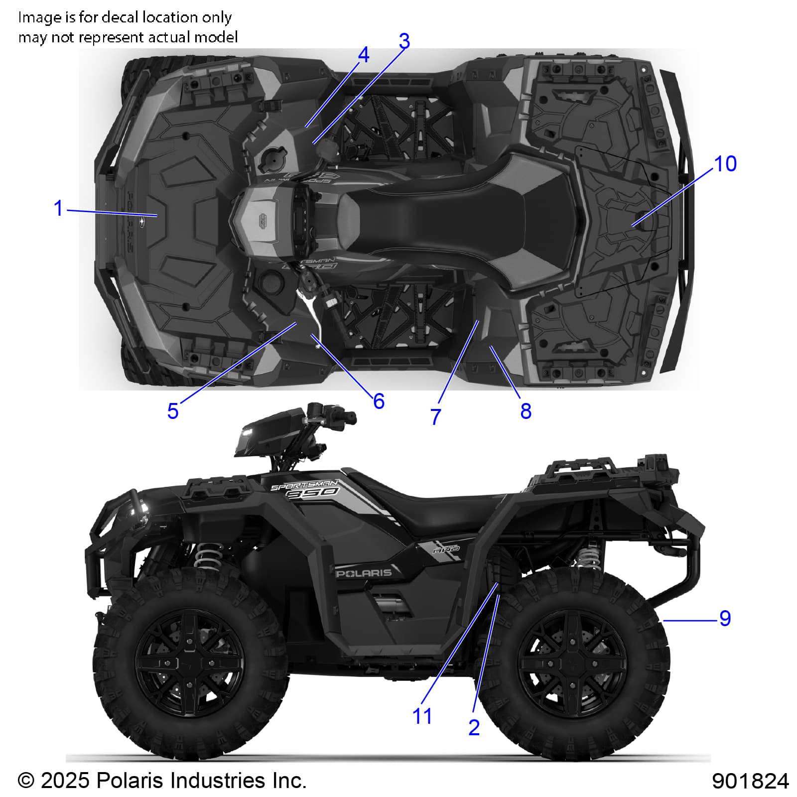 2026 SPORTSMAN 450 EPS 50S β BODY, DECALS STANDARD - A26SEE50B1/B4 (901814) diagram