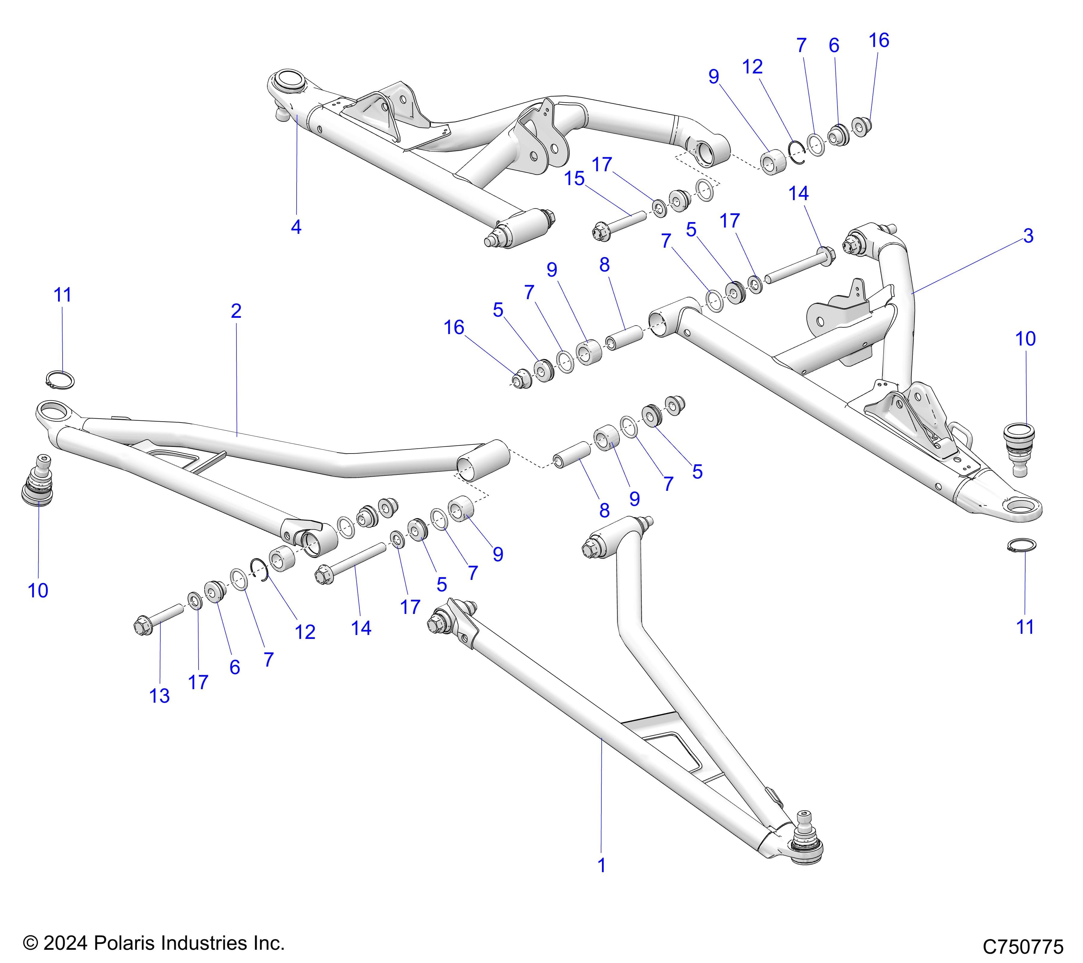 2026 RZR PRO XP SPORT β SUSPENSION, FRONT CONTROL ARMS - Z26XPE92A4/B4/A6/B6 (C703104) diagram