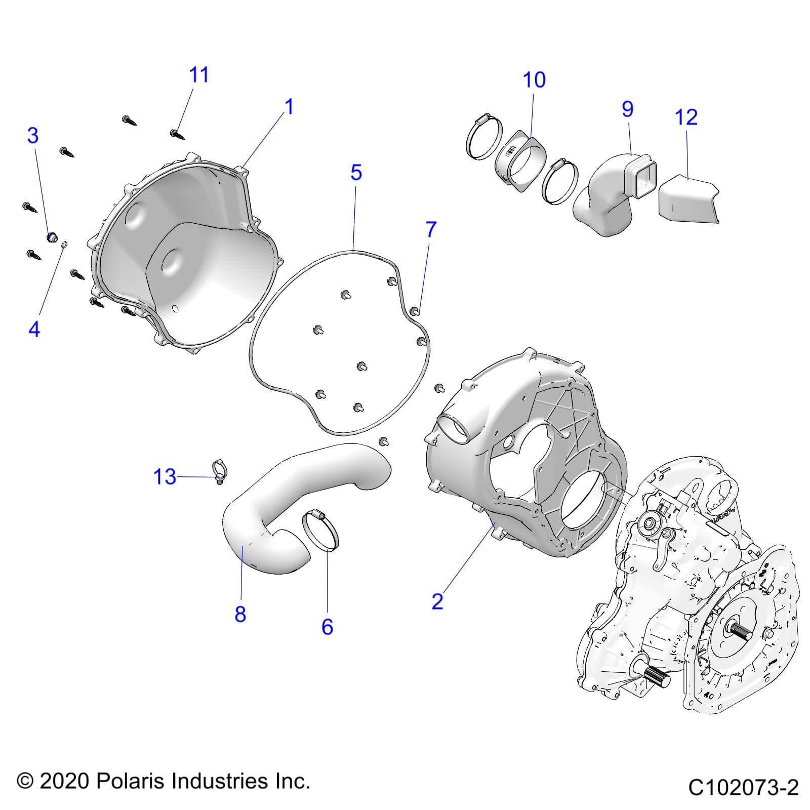 2026 SCRAMBLER 850 48" R02 - A26SVA85A4 β BODY, CLUTCH COVER - A26SVA85A4 (C102073-2) diagram