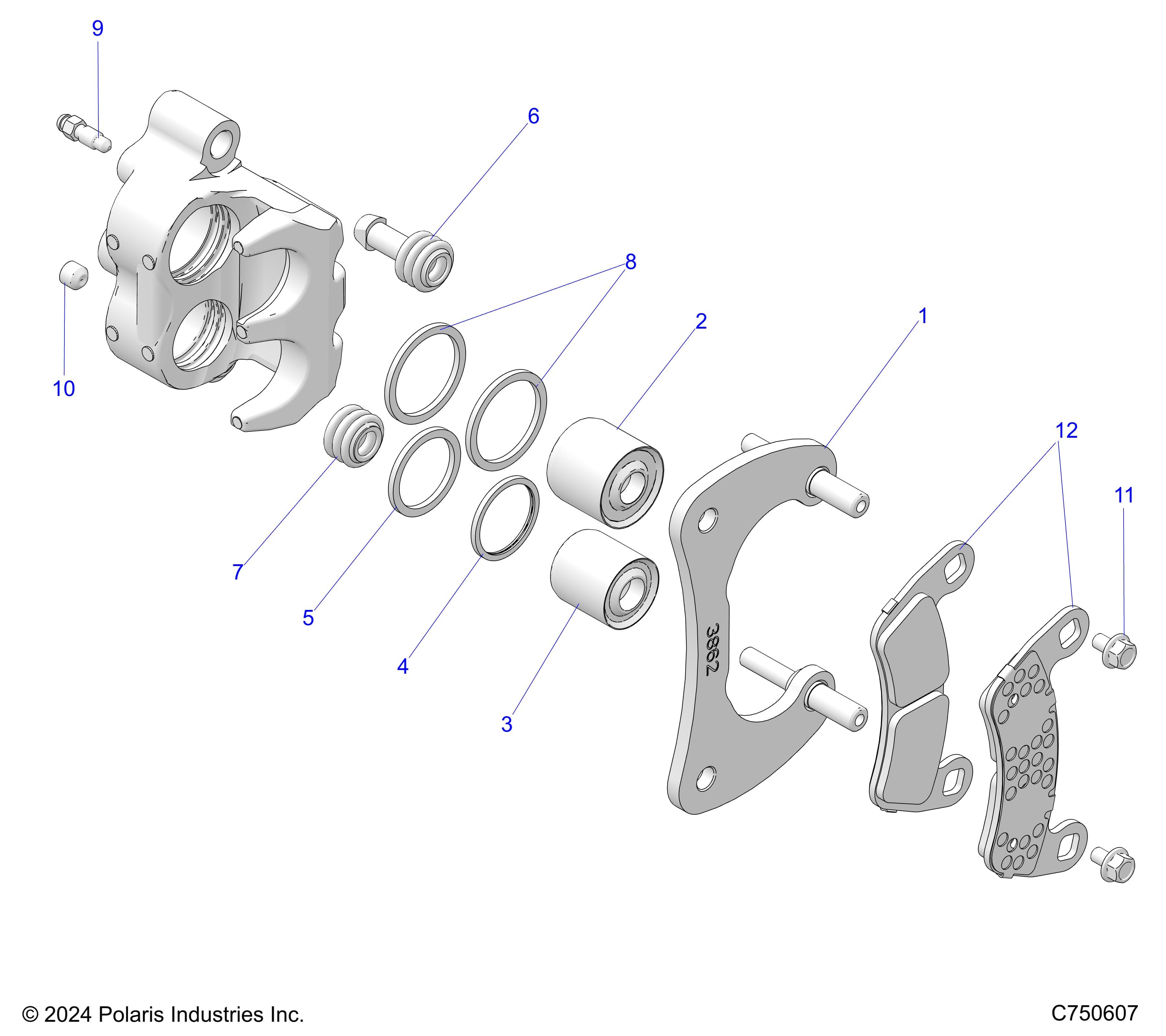 2026 RZR PRO R LE β BRAKES, CALIPER, REAR - Z26RPP2KBL (C750607) diagram
