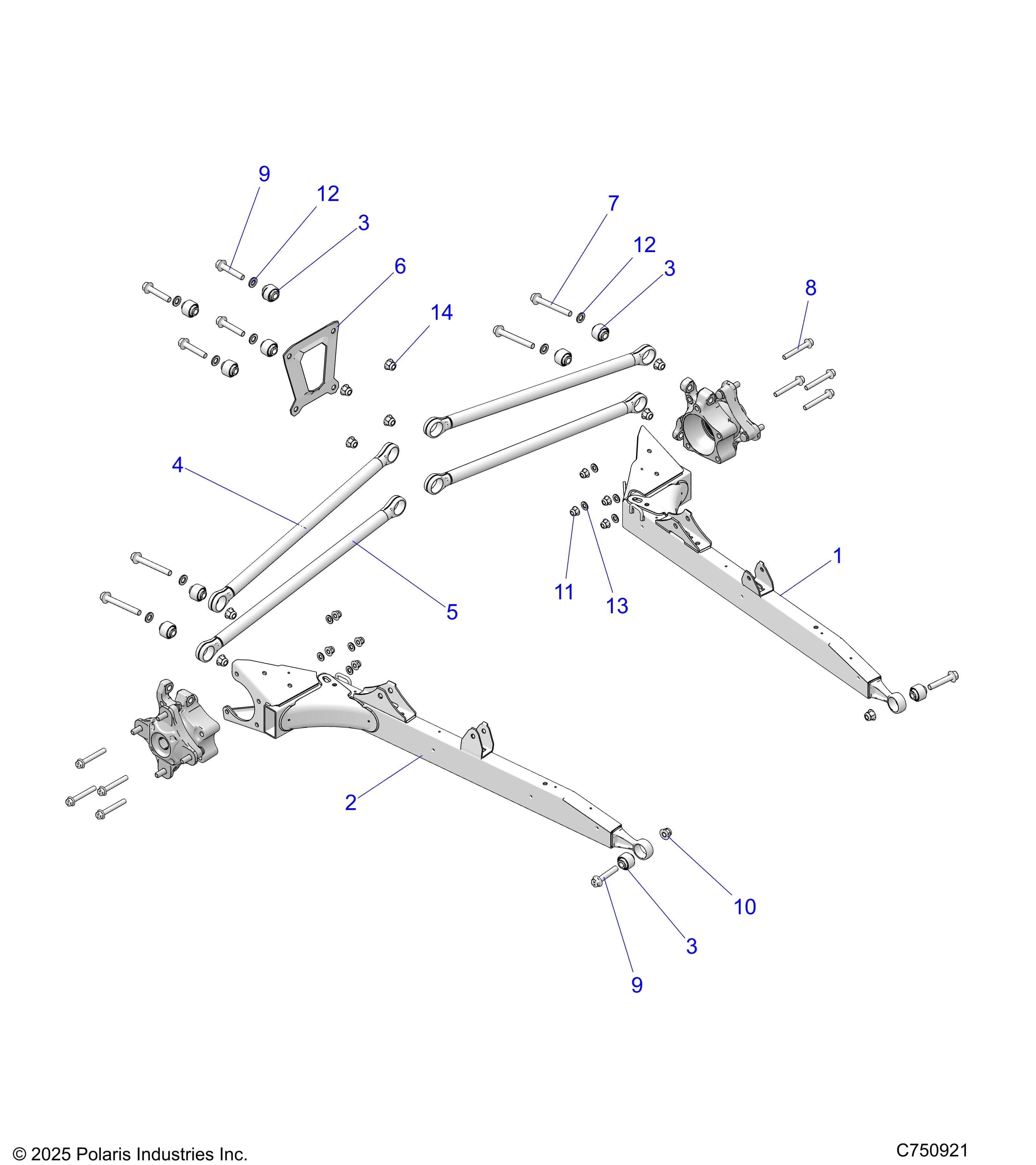 2026 RZR XP 4 1000 ULTIMATE β SUSPENSION, REAR TRAILING ARMS - Z26NMT99A4/B4/A6 (C750921) diagram