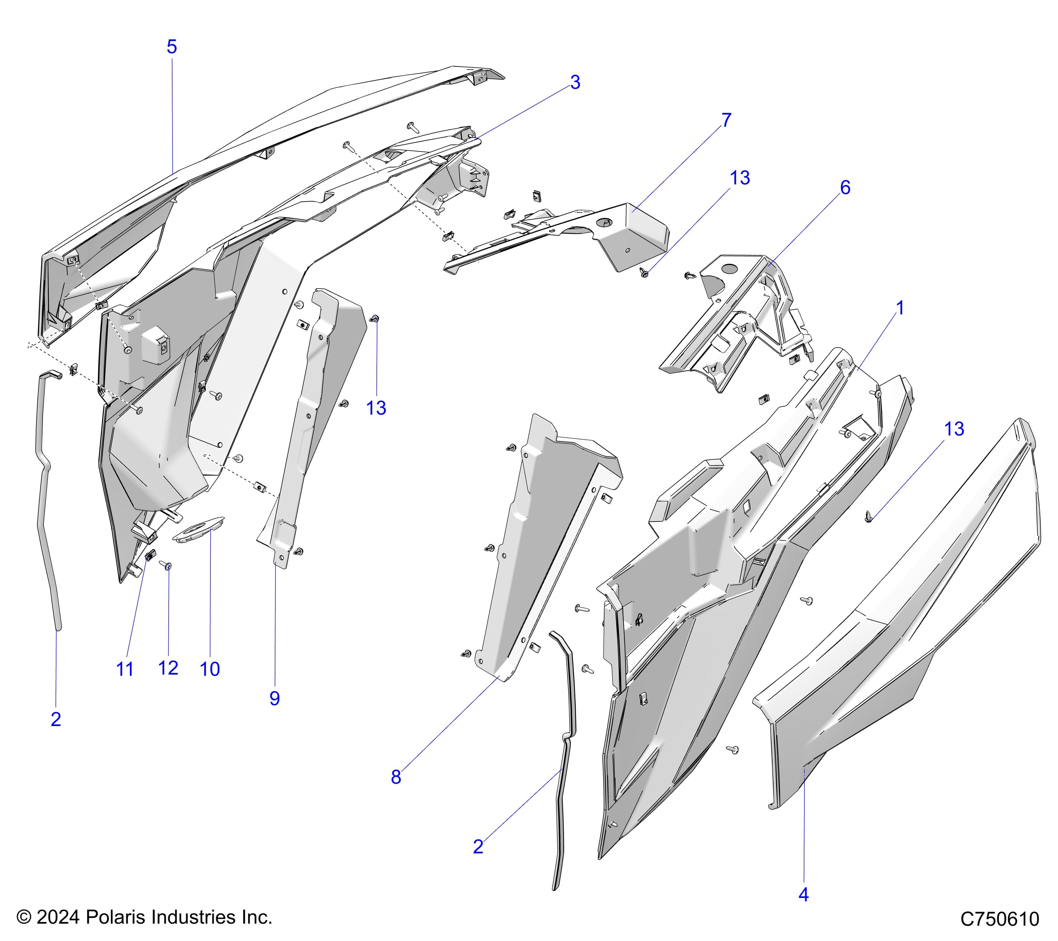 2026 RZR PRO S ULTIMATE β BODY, REAR FENDERS - Z26SPD92AN/AH/BN/BH (C750610) diagram