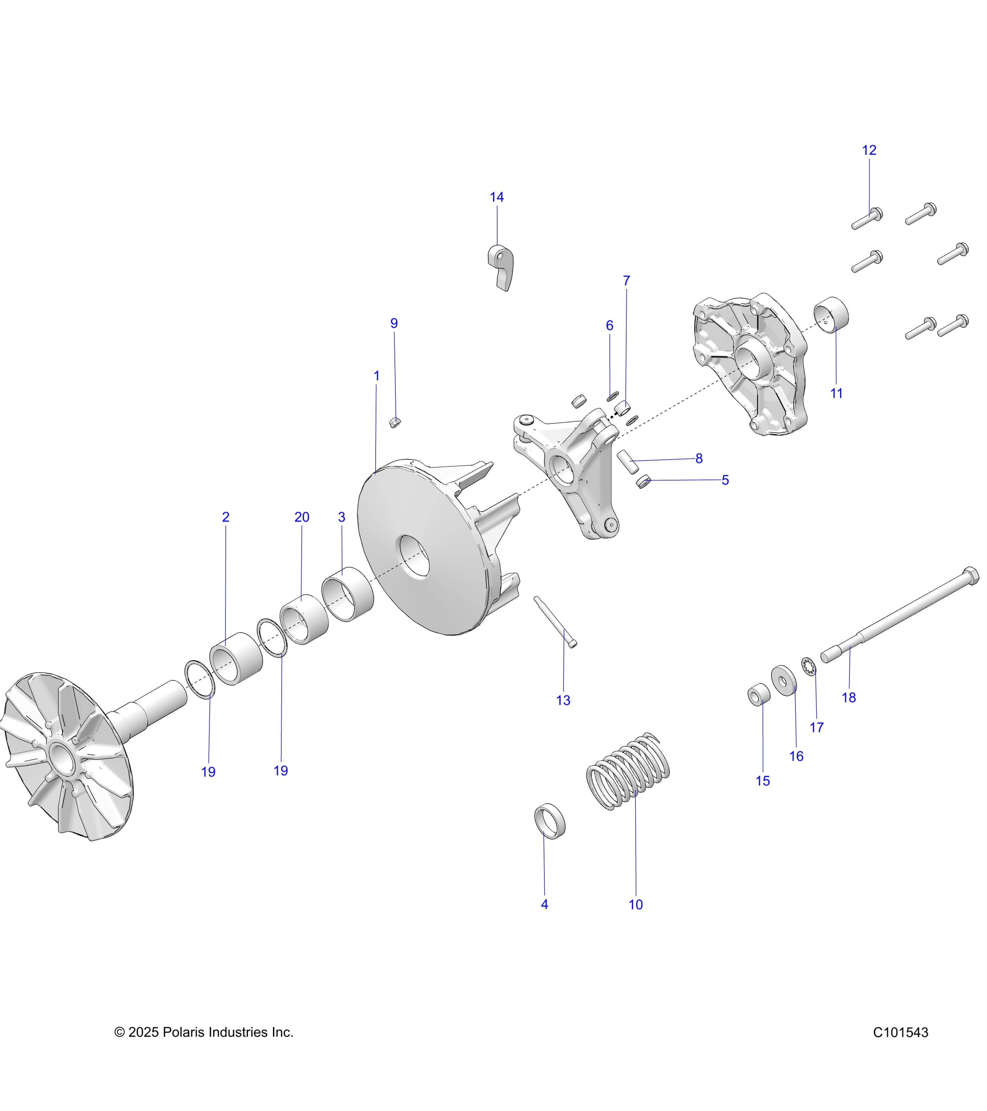 2026 SPORTSMAN 450 EPS 50S β DRIVE TRAIN, PRIMARY CLUTCH - A26SEE50B1/B4 (C101543) diagram