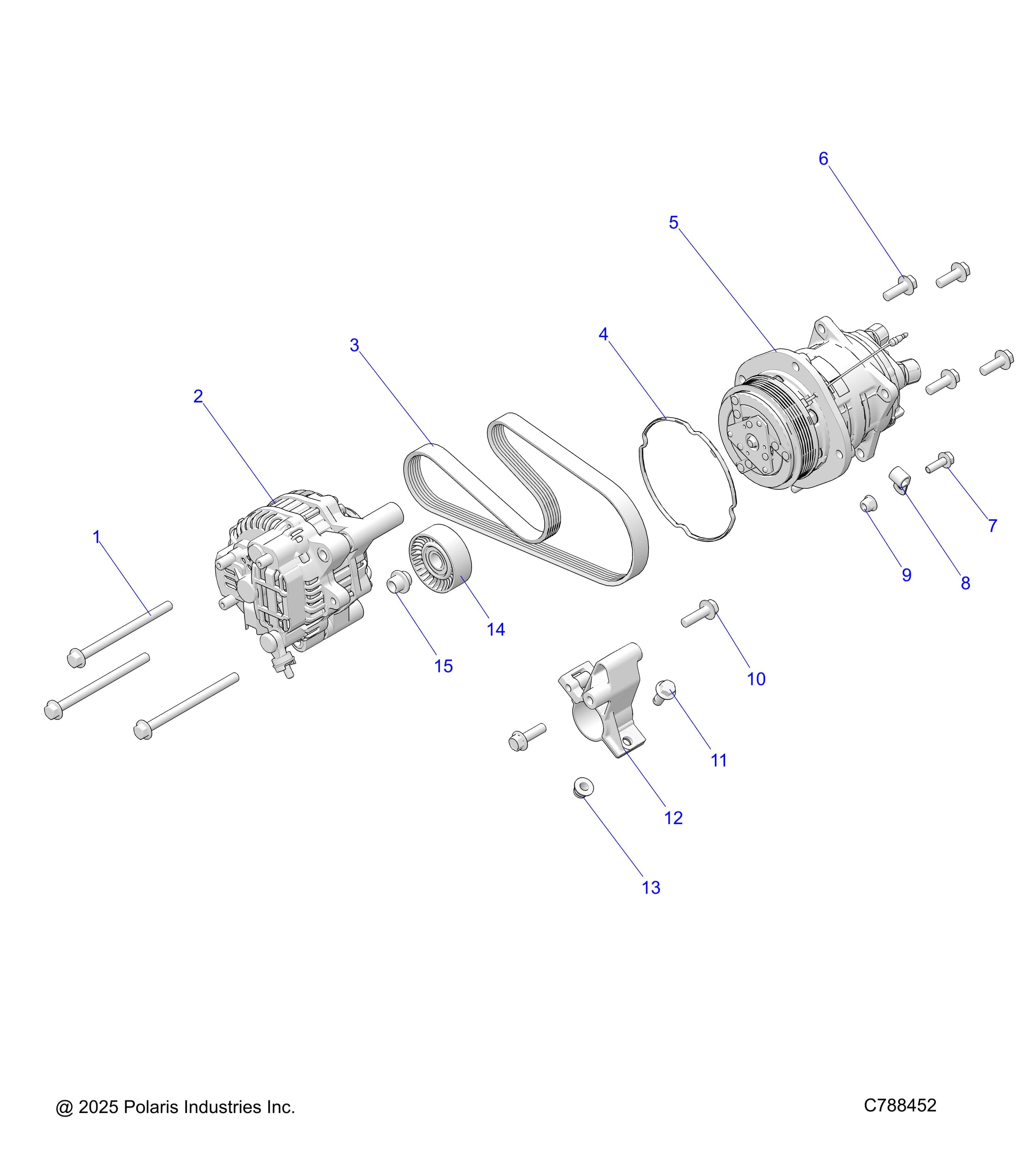 2026 RANGER 1000 XP NSTR ULTIMATE TRAIL BOSS β ENGINE, ALTERNATOR & COMPRESSOR diagram