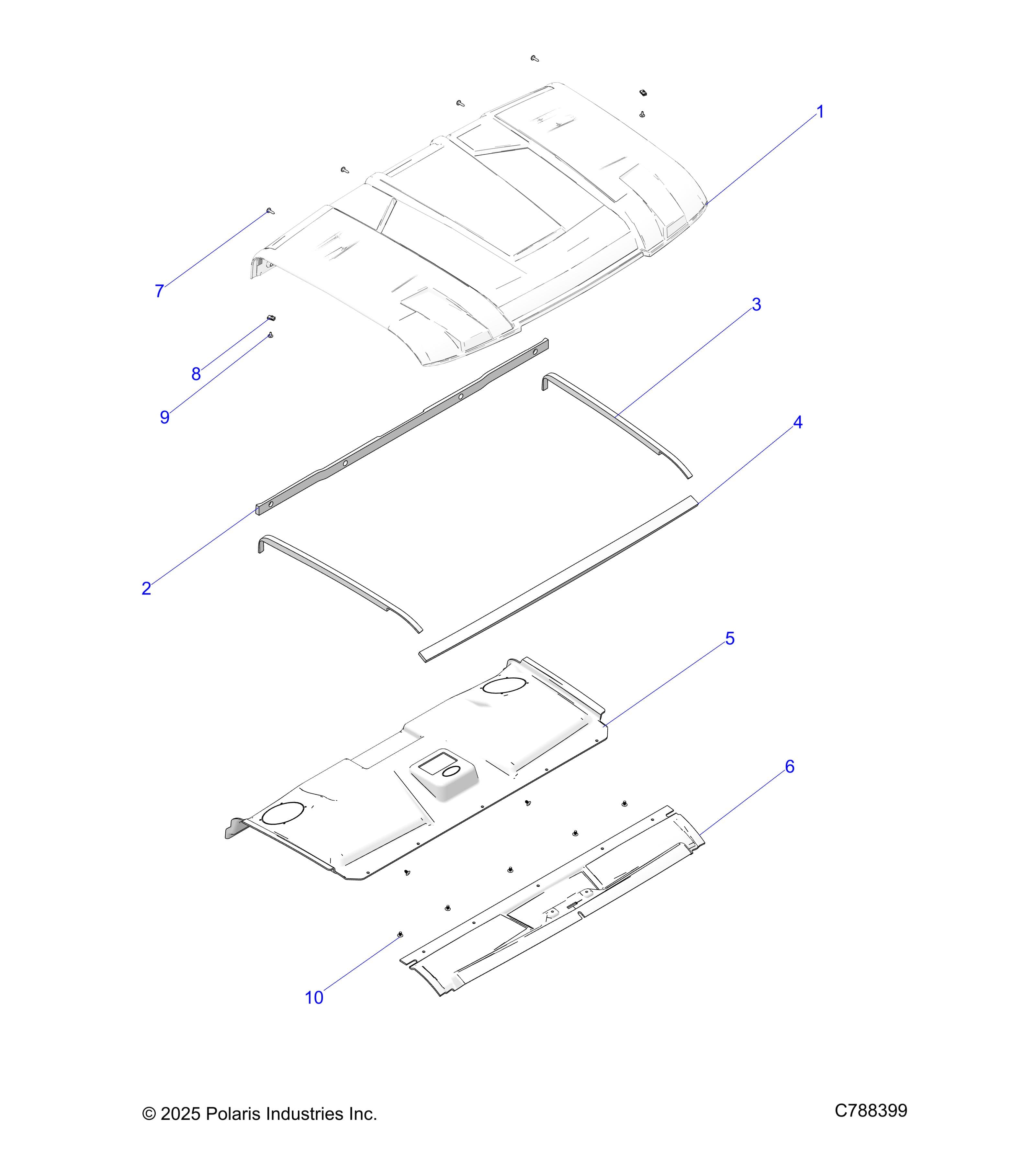 2026 RANGER 1000 XP NSTR ULTIMATE TRAIL BOSS β BODY, ROOF - R26RRV99AK (C788399) diagram