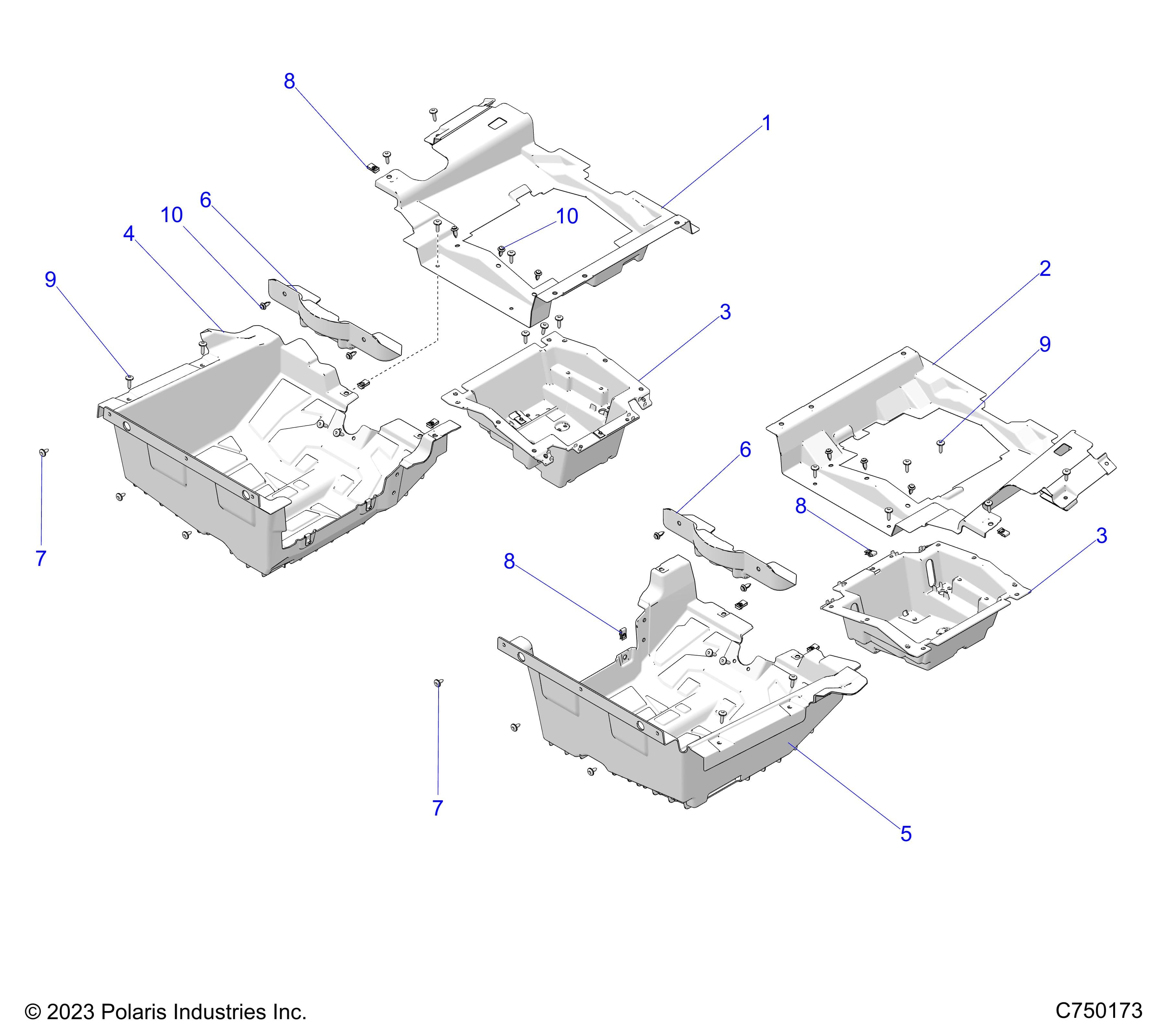 2026 RZR PRO R LE β BODY, FLOOR PANELS, REAR - Z26RPP2KBL (C750173) diagram