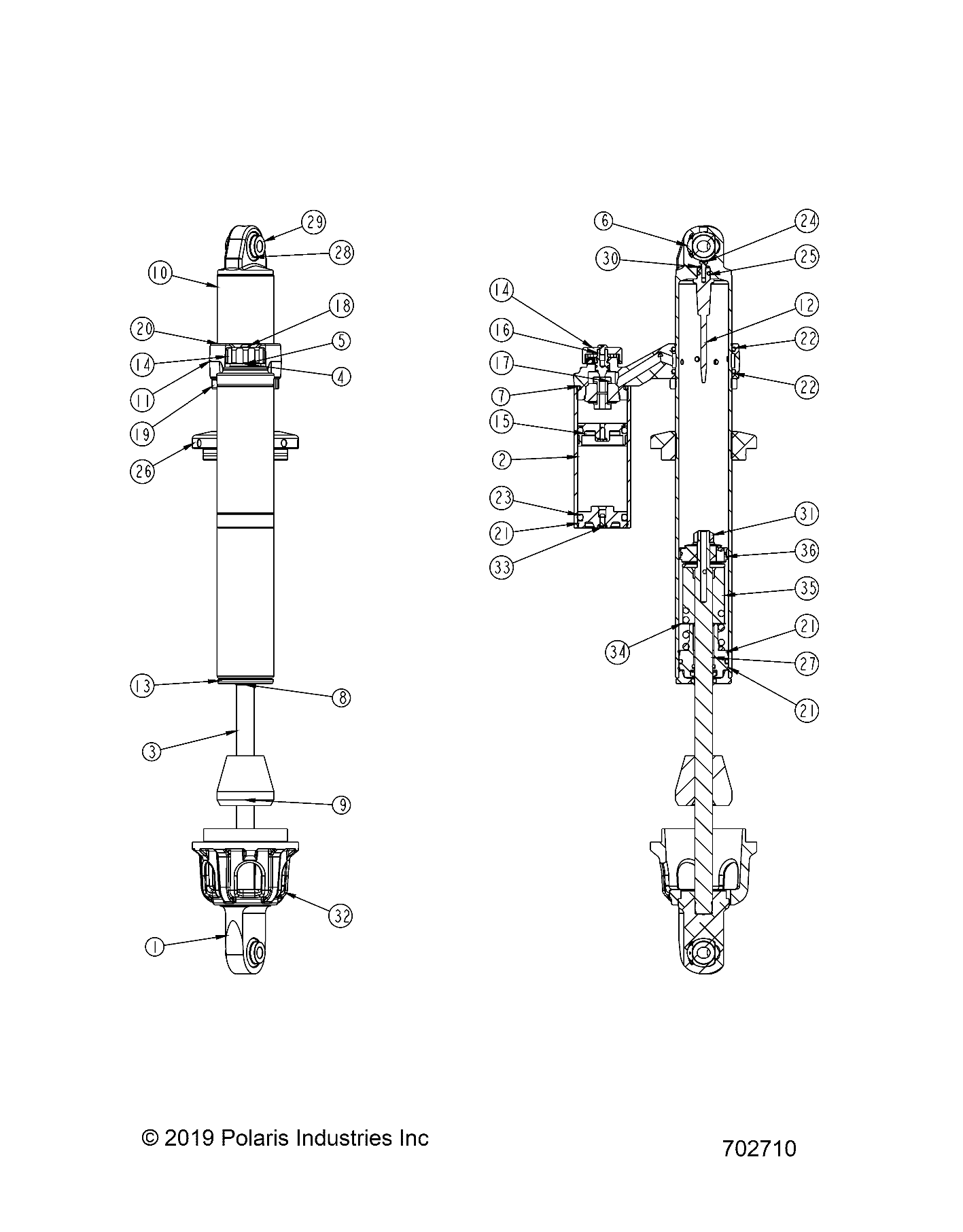 2026 RZR XP 4 1000 ULTIMATE β SUSPENSION, FRONT SHOCK INTERNALS - Z26NMT99A4/B4/A6 (702710) diagram