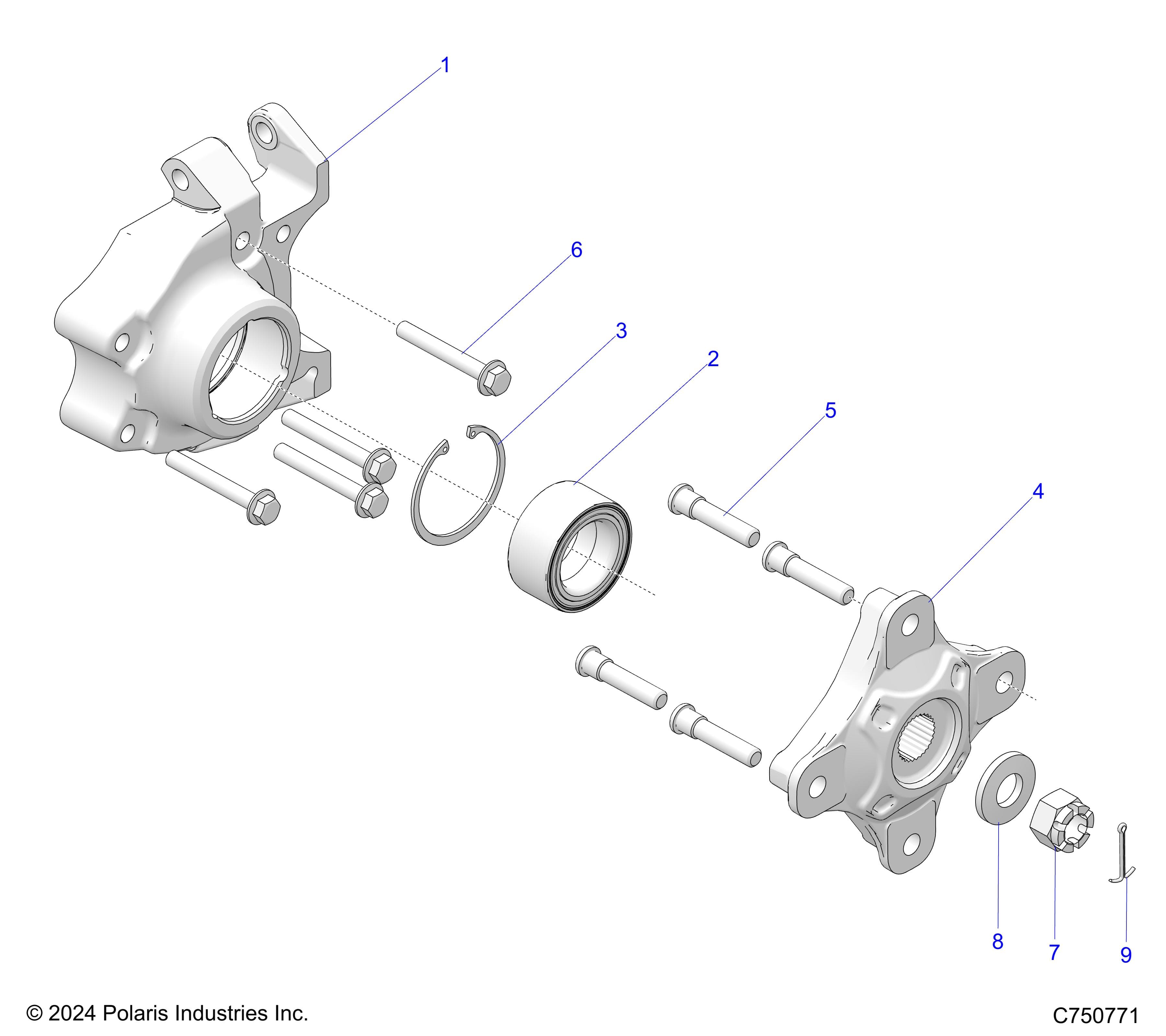 2026 RZR PRO XP ULTIMATE β SUSPENSION, REAR CARRIER AND HUB - Z26XPD92AN/BN/AH/BH (C750771) diagram
