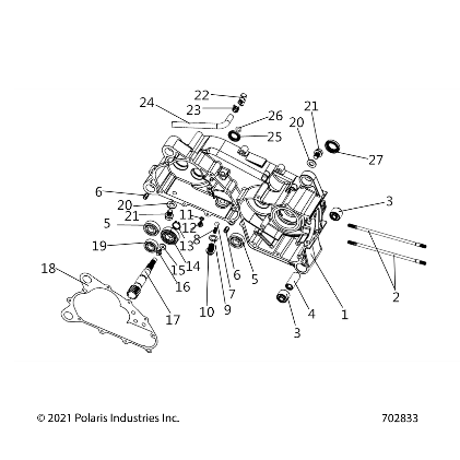 2026 RZR 200 EVAP β ENGINE, CRANKCASE COMP, LEFT - Z26HCA18A4/A7/B4/B7 (702833) diagram