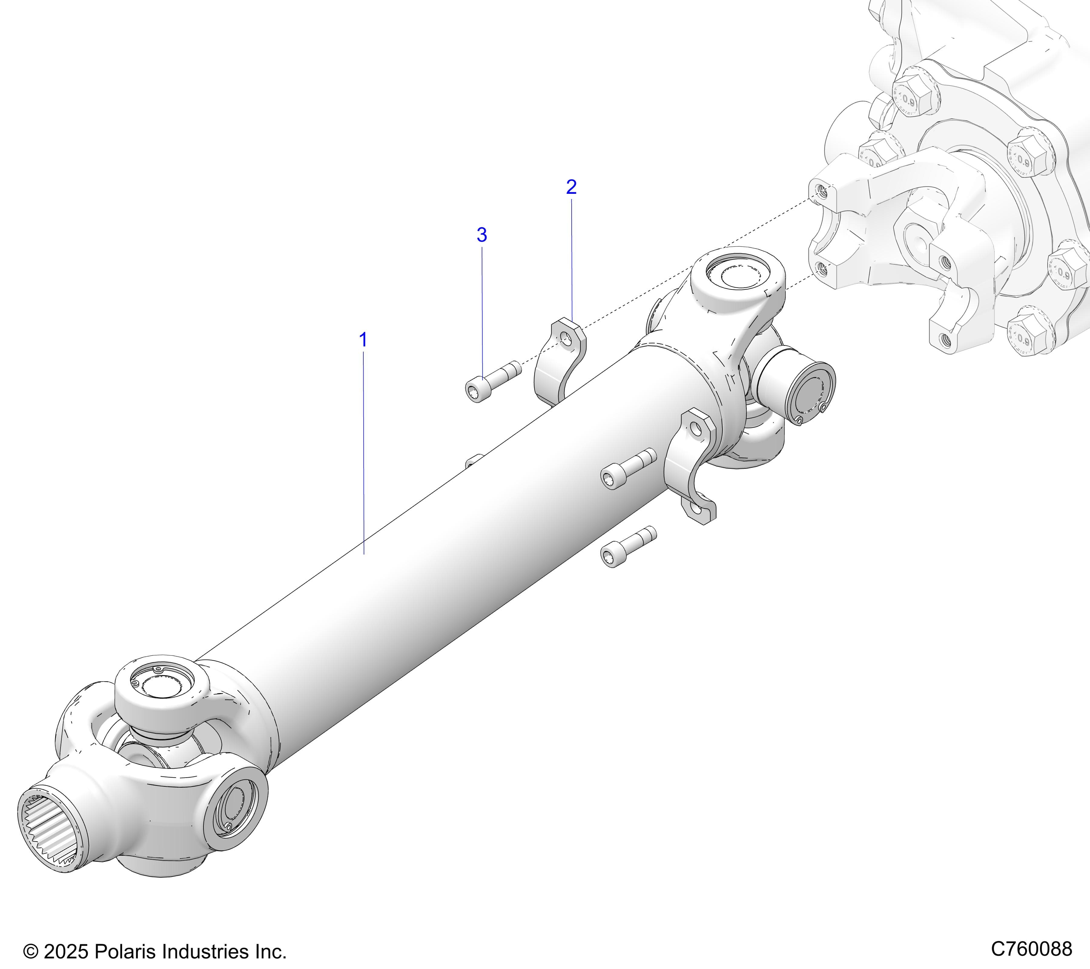 2026 RZR PRO R RACE H.O. β DRIVE TRAIN, PROP SHAFT, REAR - Z26RRL2KAL (C760088) diagram