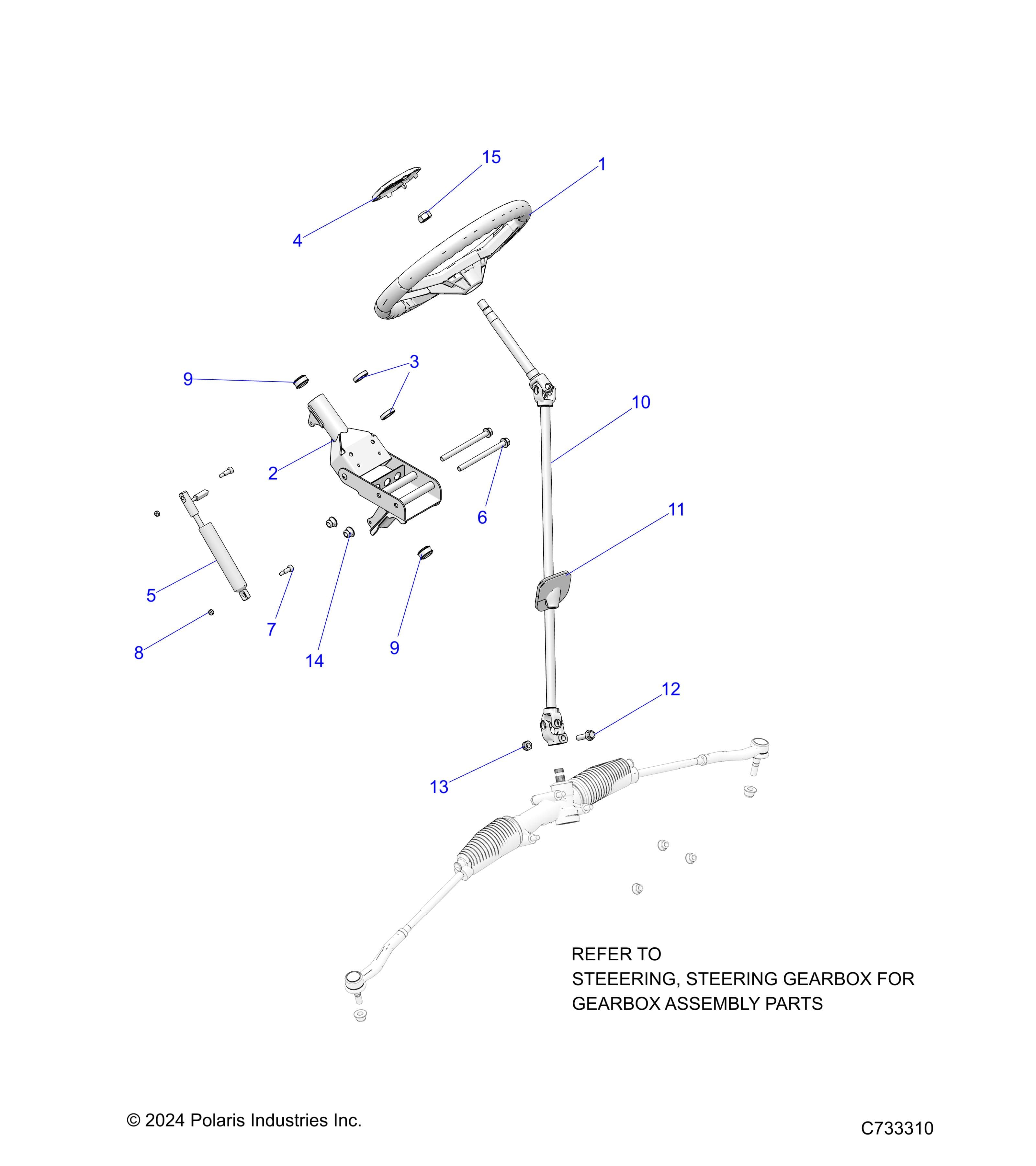 2026 RANGER 1000 CREW NON EPS β STEERING, ASSEMBLY - R26T6A99A1/B1 (C733310) diagram