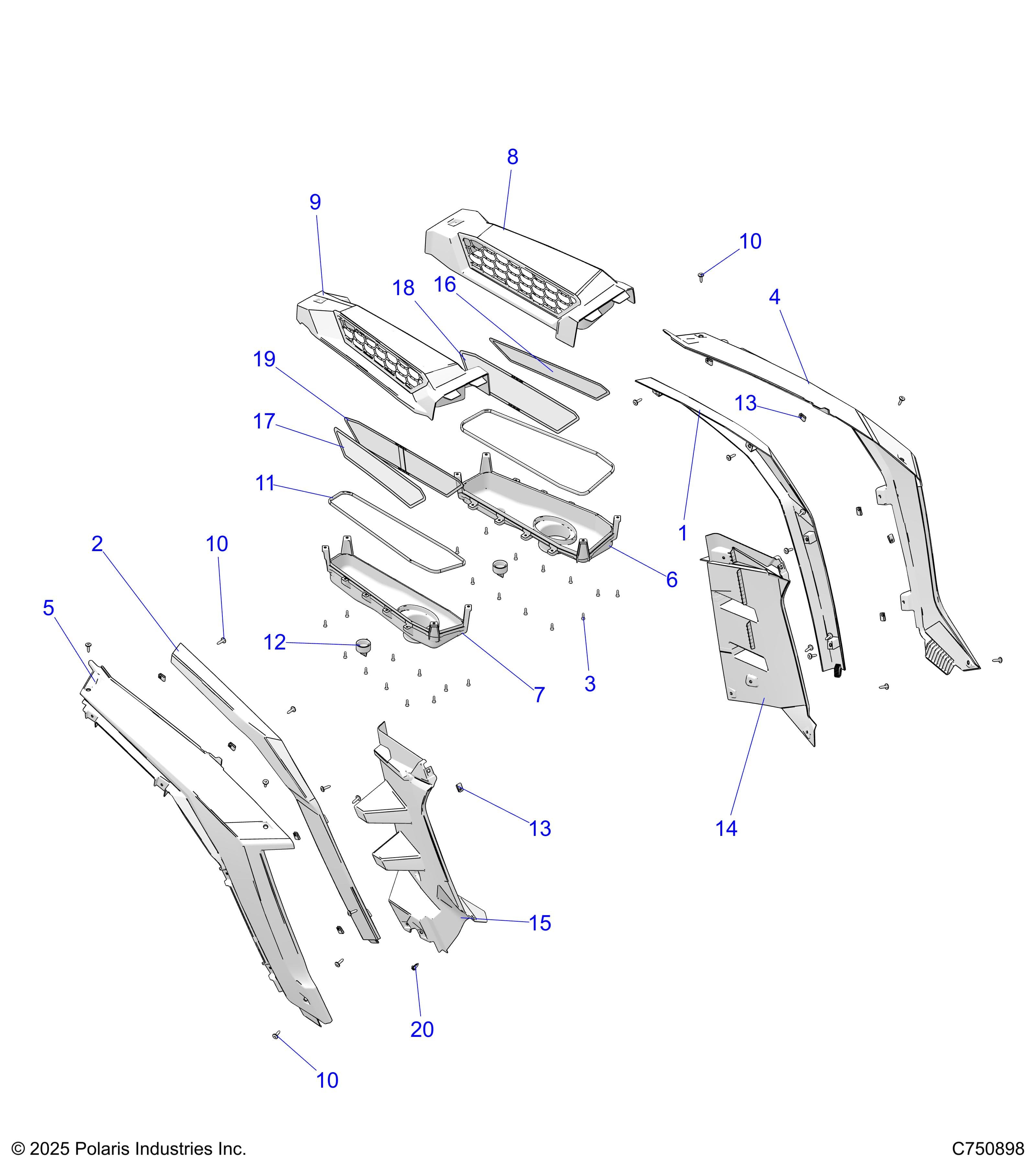 2026 RZR XP 1000 SPORT β BODY, REAR FENDERS AND BEZELS - Z26NES99A4/B4/A6/B6 (C750898) diagram