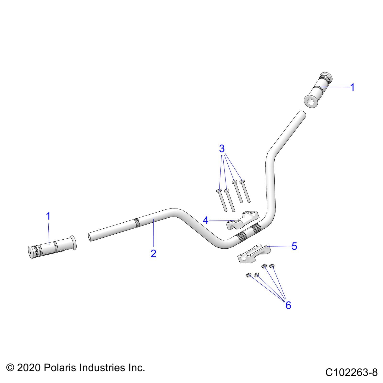2026 SPORTSMAN 850 MUD 49S R01 - A26SXN85A7 β STEERING, HANDLEBAR - A26SXN85A7 (C102263-8) diagram