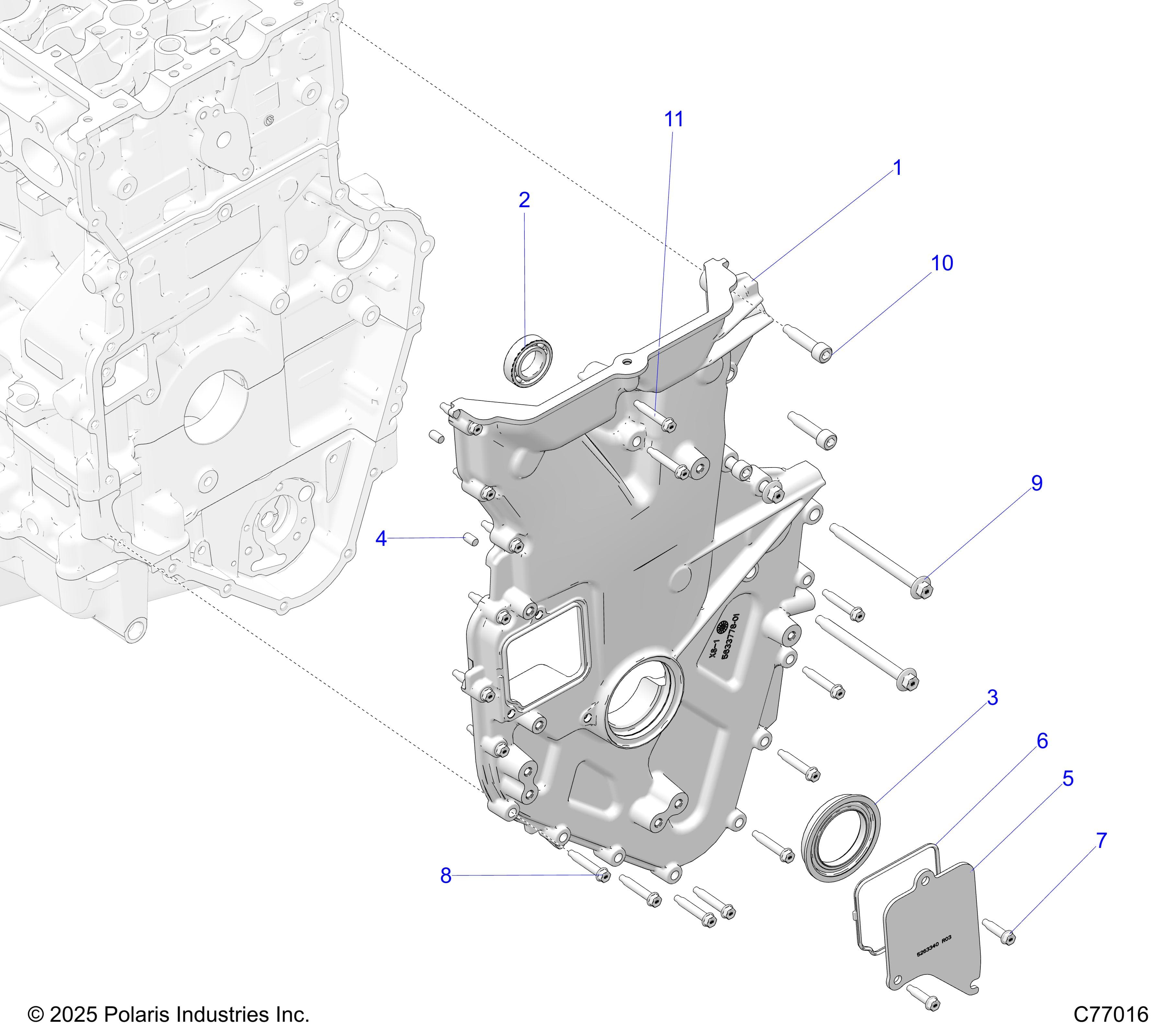 2026 RZR PRO R RACE H.O. β ENGINE, FRONT COVER AND RELATED - Z26RRL2KAL (C77016) diagram