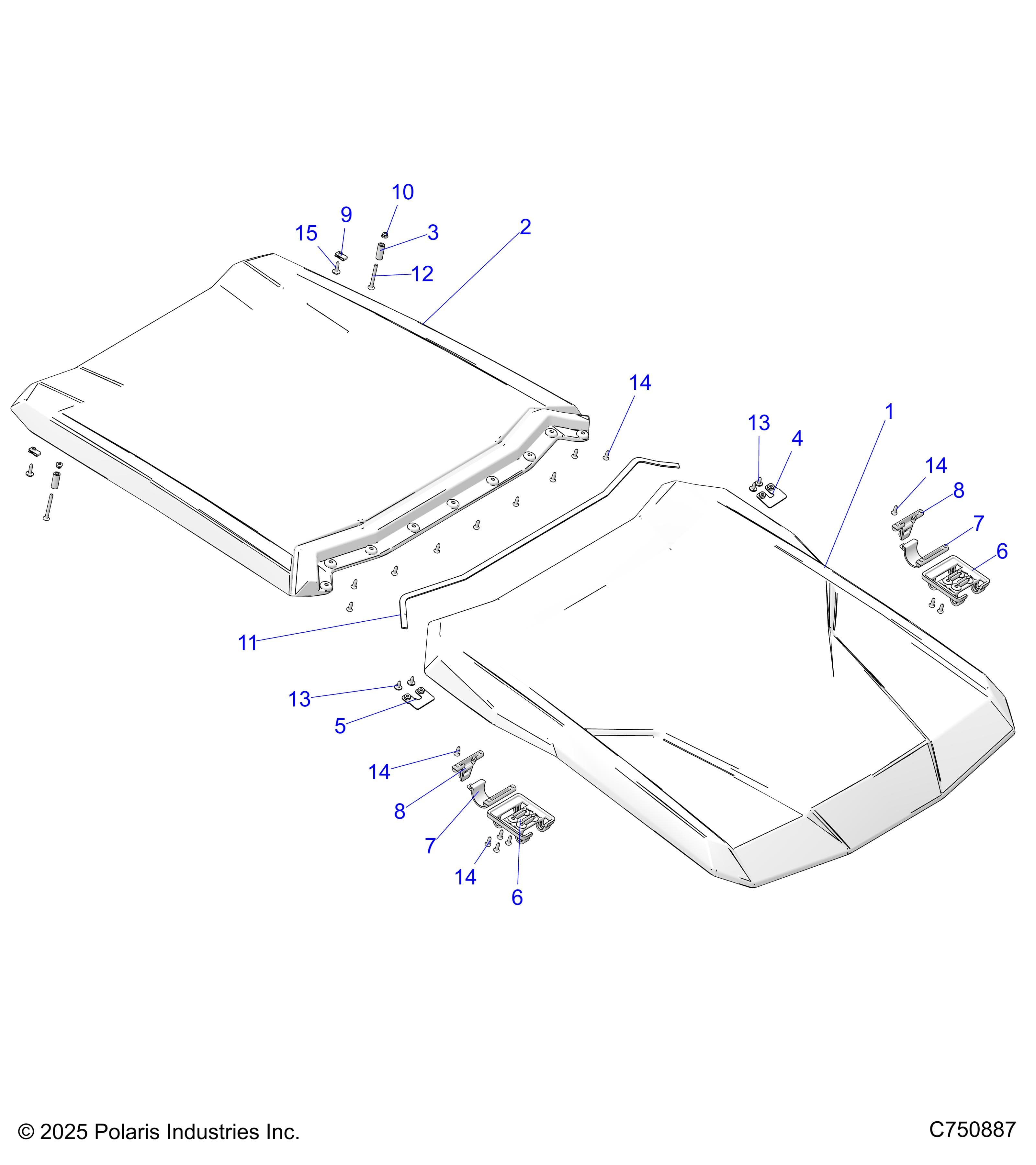 2026 RZR PRO S4 ULTIMATE β BODY, ROOF - Z26S4D92AN/AH/BN/BH (C750887) diagram