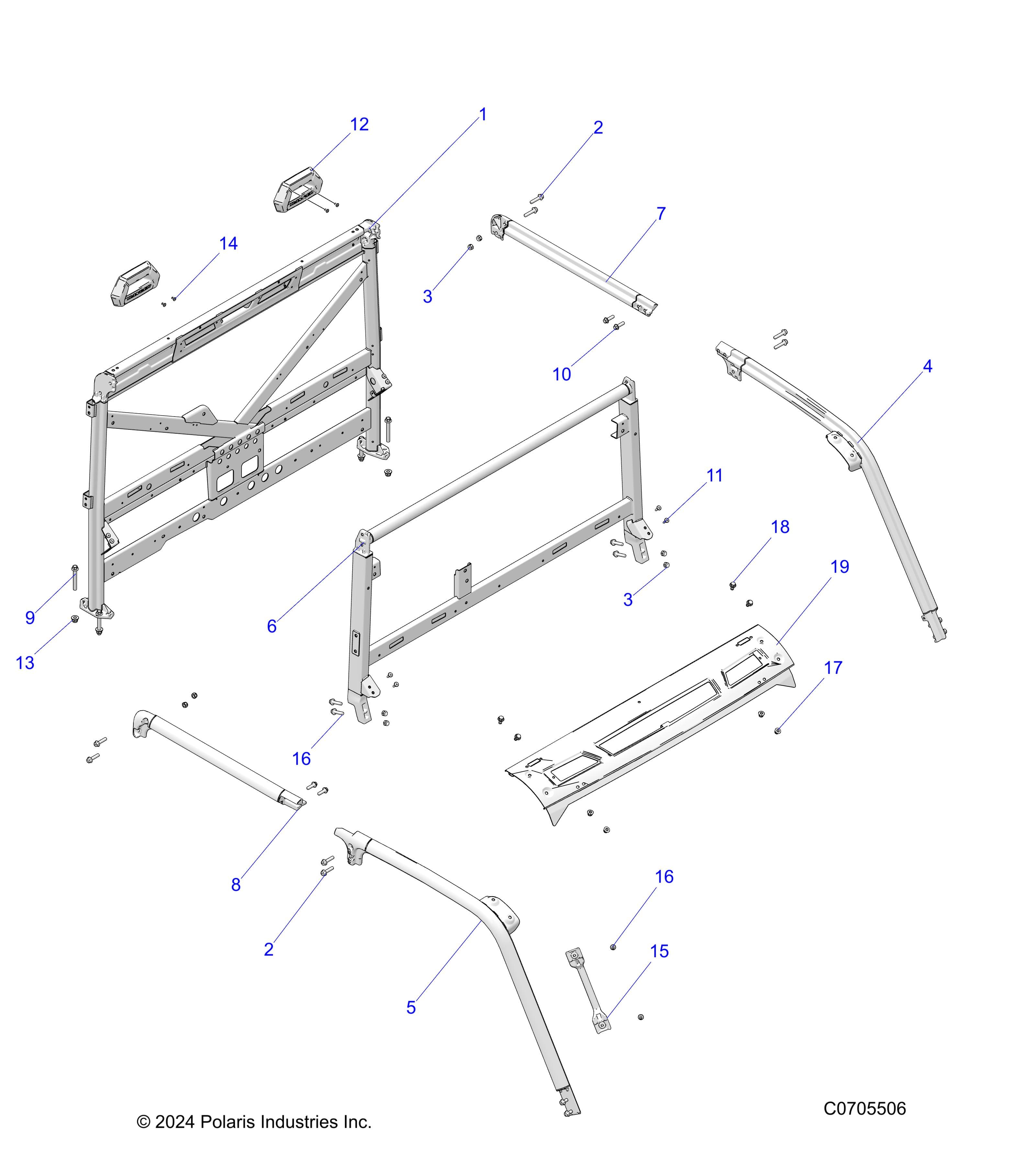 2026 RANGER 1000 XP CREW NORTHSTAR TEXAS EDITION β CHASSIS, CAB FRAME - R26RST99AL (C0705506) diagram