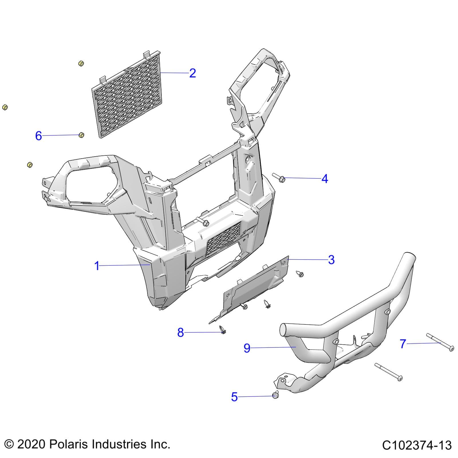 2026 SCRAMBLER 850 48" R02 - A26SVA85A4 β BODY, FRONT BUMPER - A26SVA85A4 (C102374-13) diagram