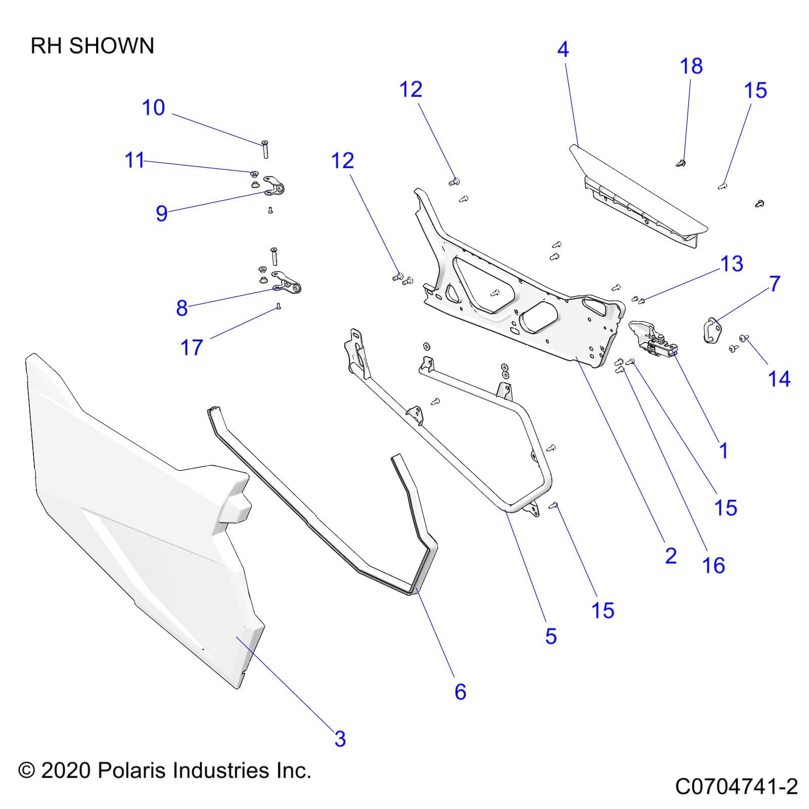 2026 RZR 900 TRAIL SPORT β BODY, DOORS - Z26A5E87A5 (C0704741-2) diagram