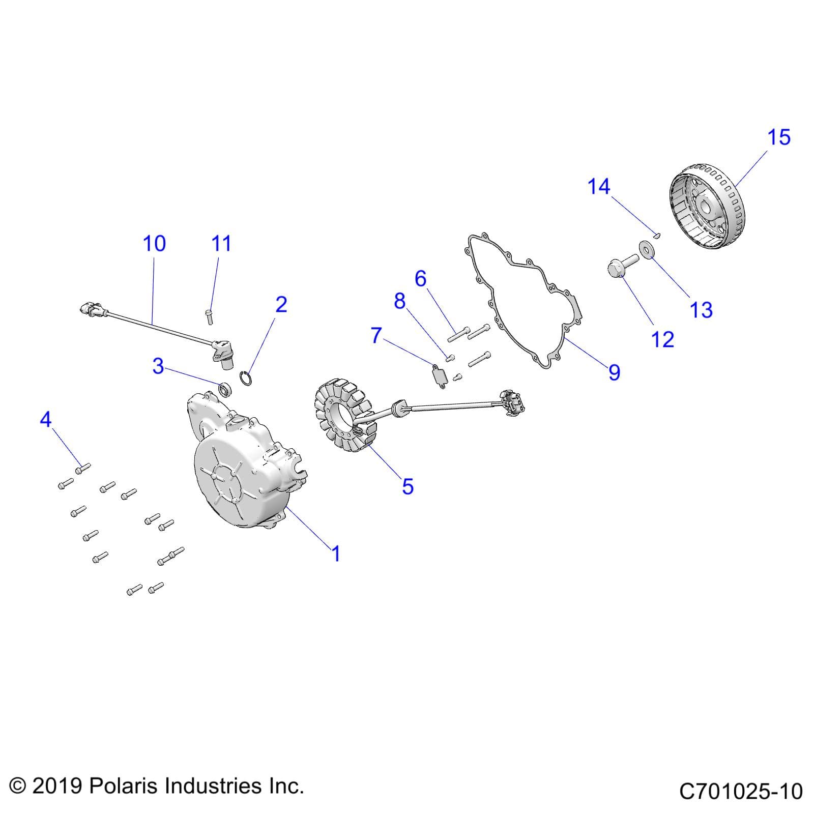 2026 RZR 900 TRAIL SPORT β ENGINE, STATOR and COVER - Z26A5E87A5 (C701025-10) diagram