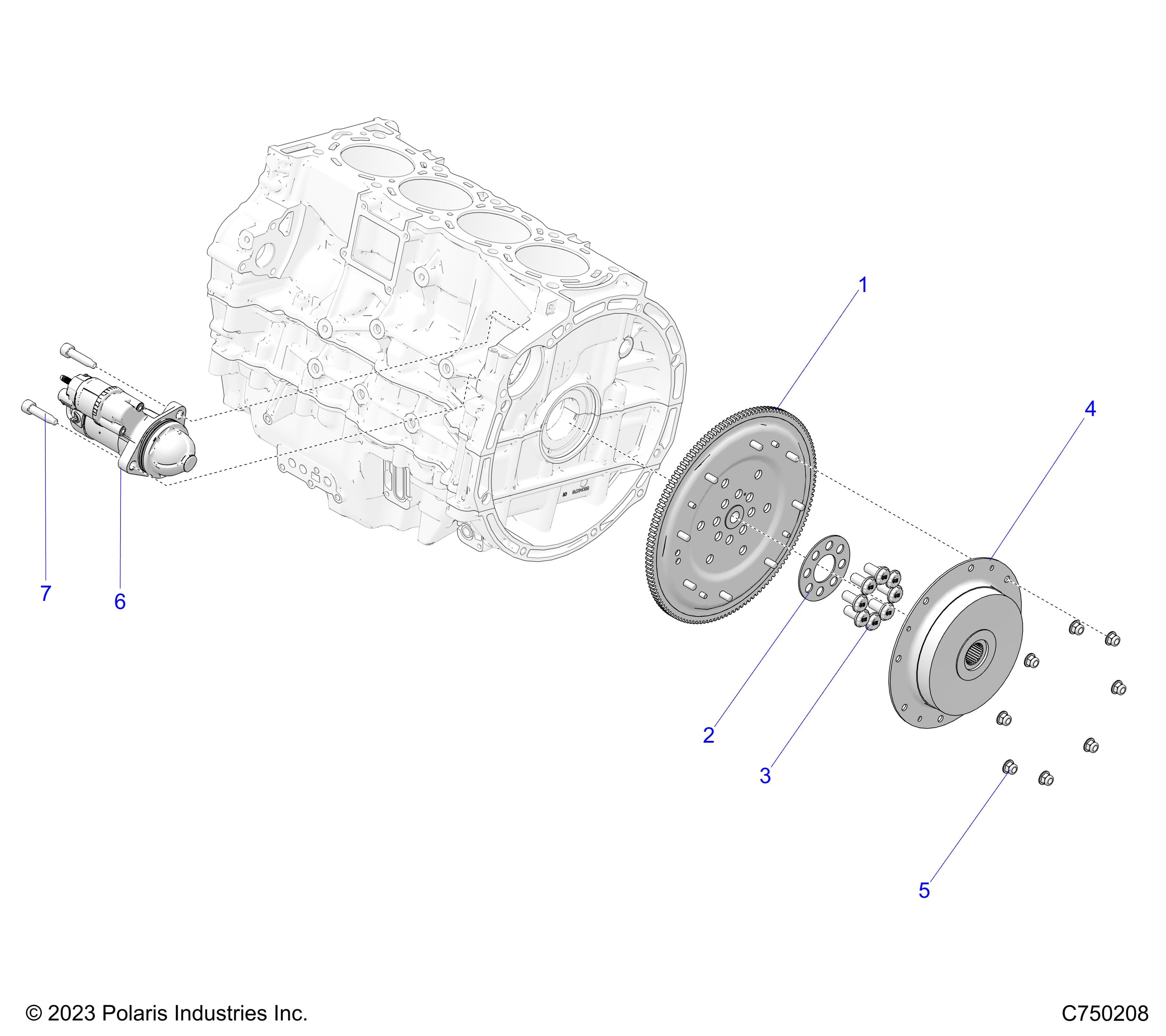2026 RZR PRO R LE β ENGINE, STARTER, FLYWHEEL AND RELATED - Z26RPP2KBL (C750208) diagram