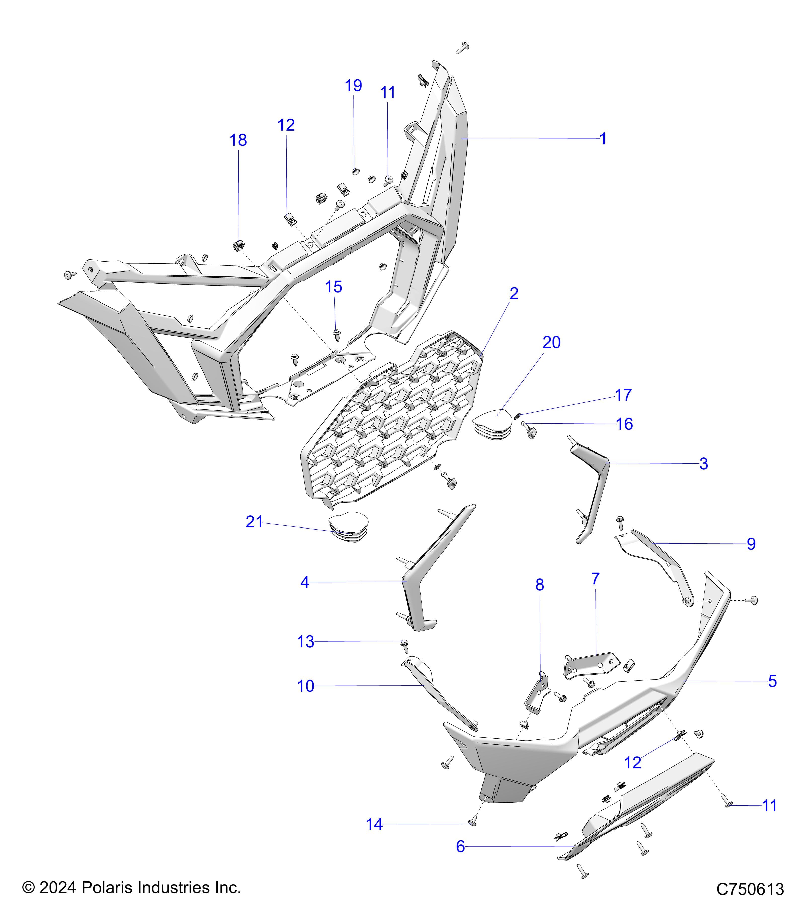 2026 RZR PRO XP 4 SPORT β BODY, FRONT BUMPER - Z26X4E92A4/B4/A6/B6 (C750613) diagram