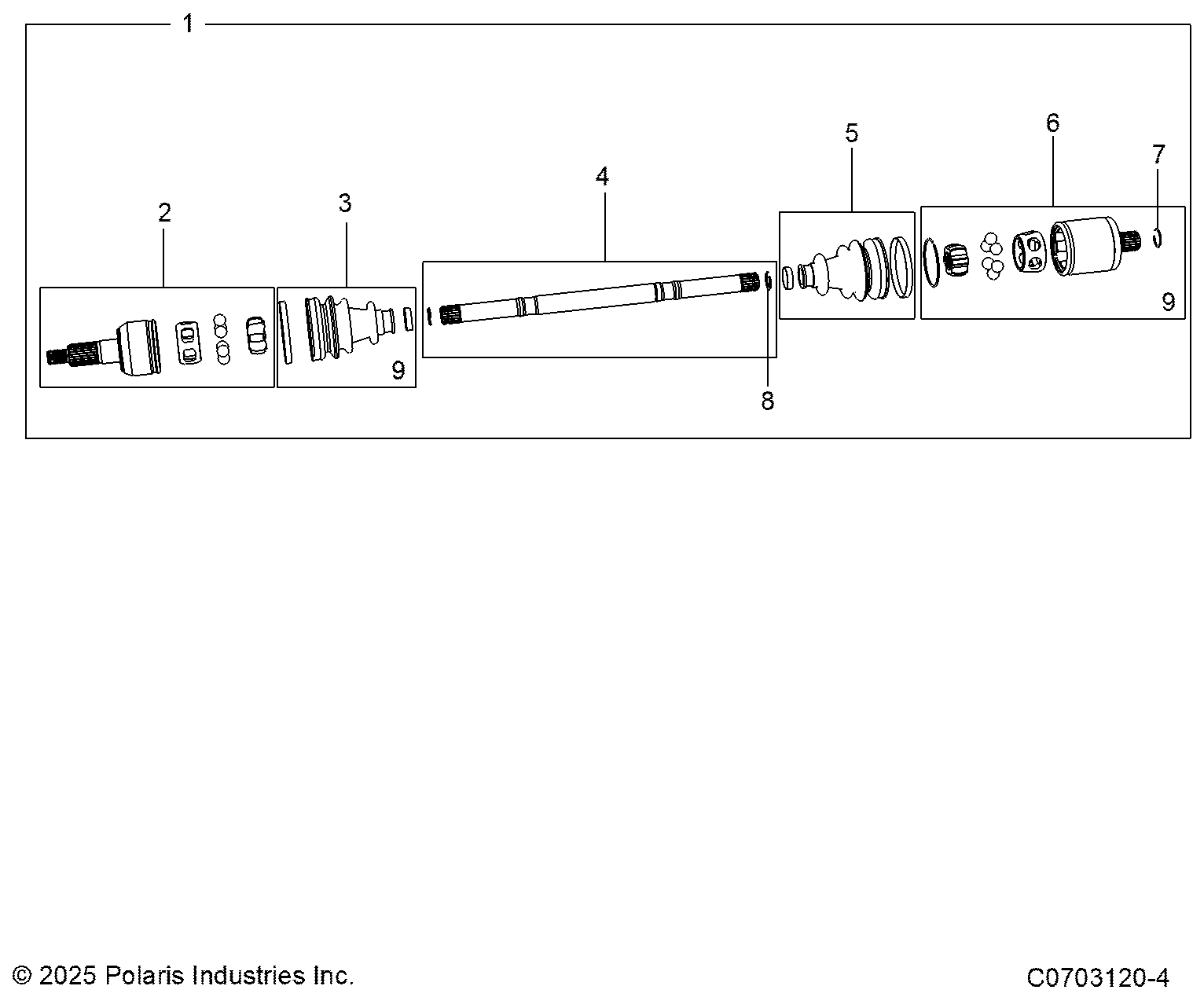 2026 GENERAL 1000 PREMIUM β DRIVE TRAIN, REAR HALF SHAFT diagram