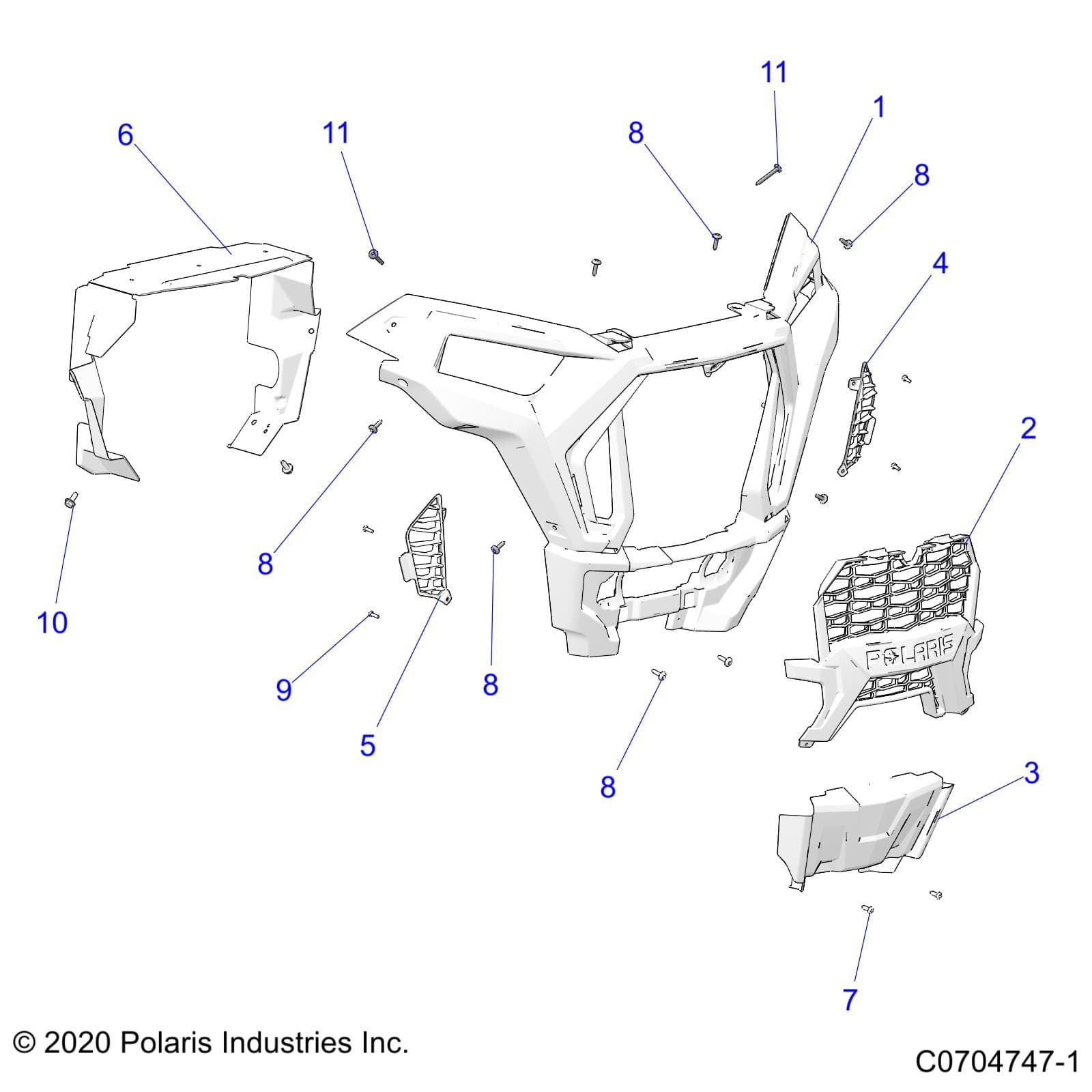 2026 RZR 900 TRAIL ULTIMATE β BODY, FRONT BUMPER - Z26A5F87A6 (C0704747-7) diagram