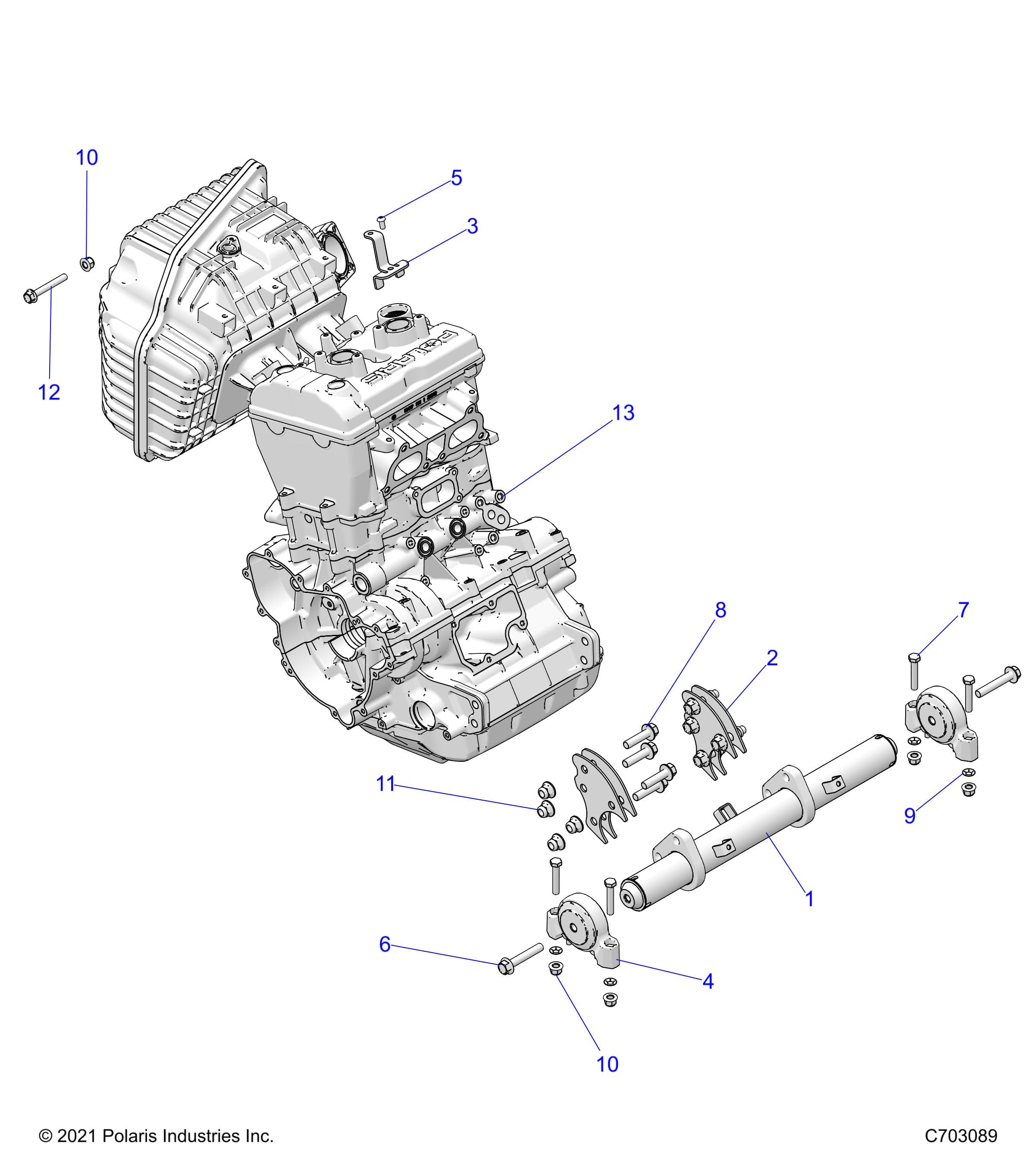 2026 RZR XP 1000 SPORT β ENGINE, MOUNTING & LONG BLOCK - Z26NES99A4/B4/A6/B6 (C703089) diagram